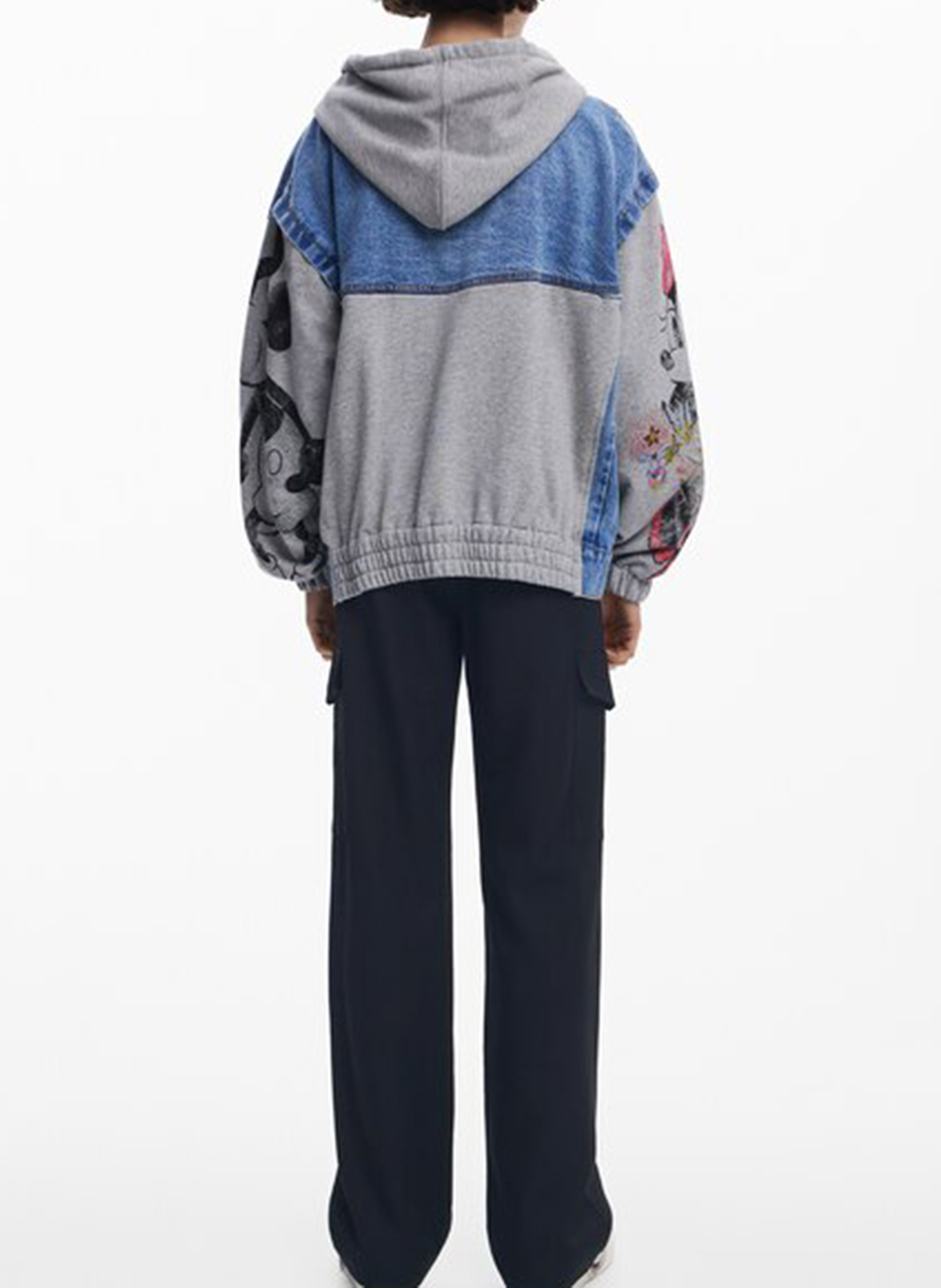 Oversize Baumwollkapuzenjacke DESIGUAL Blau