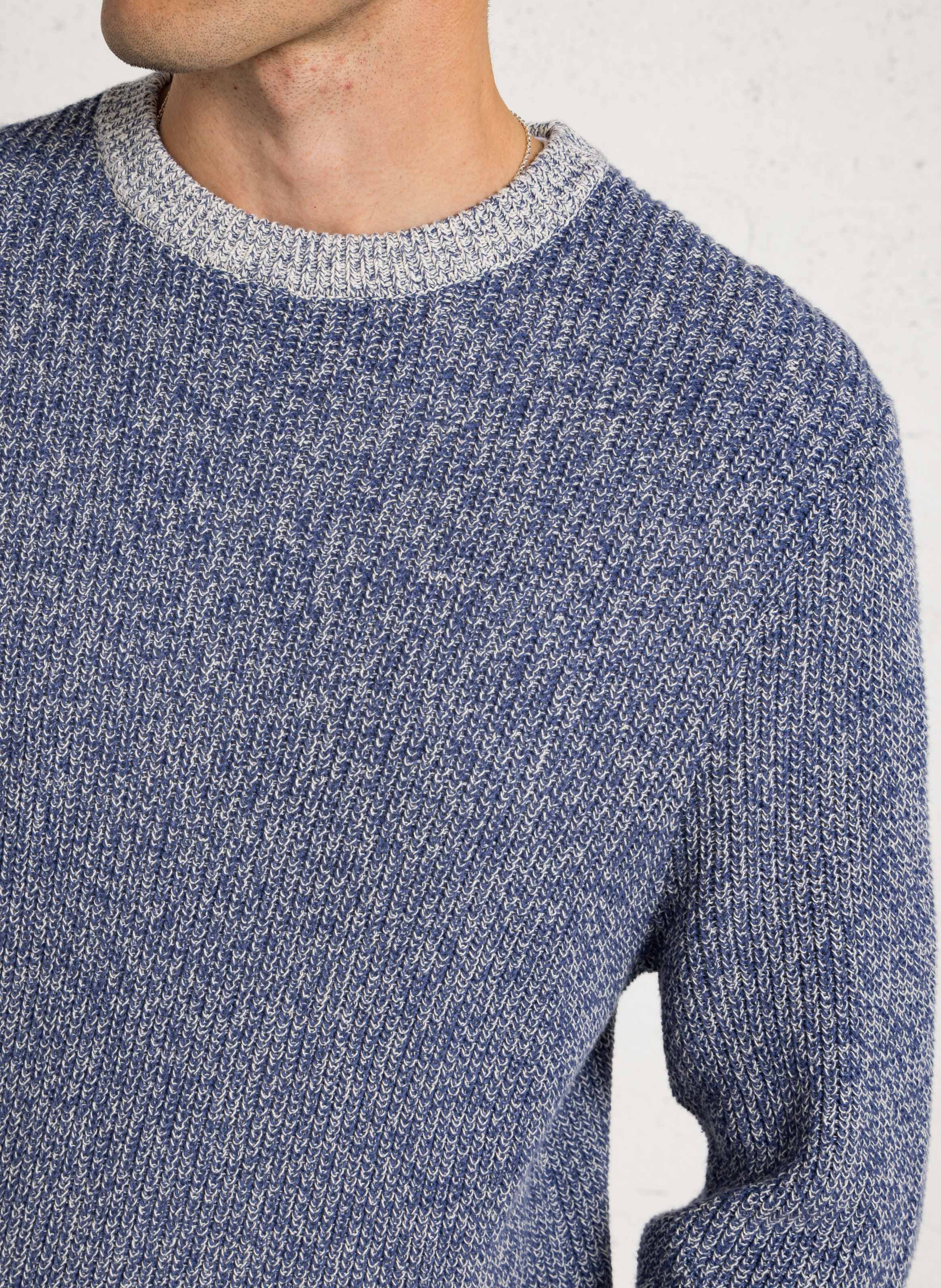 Pull col rond en coton IKKS Bleu