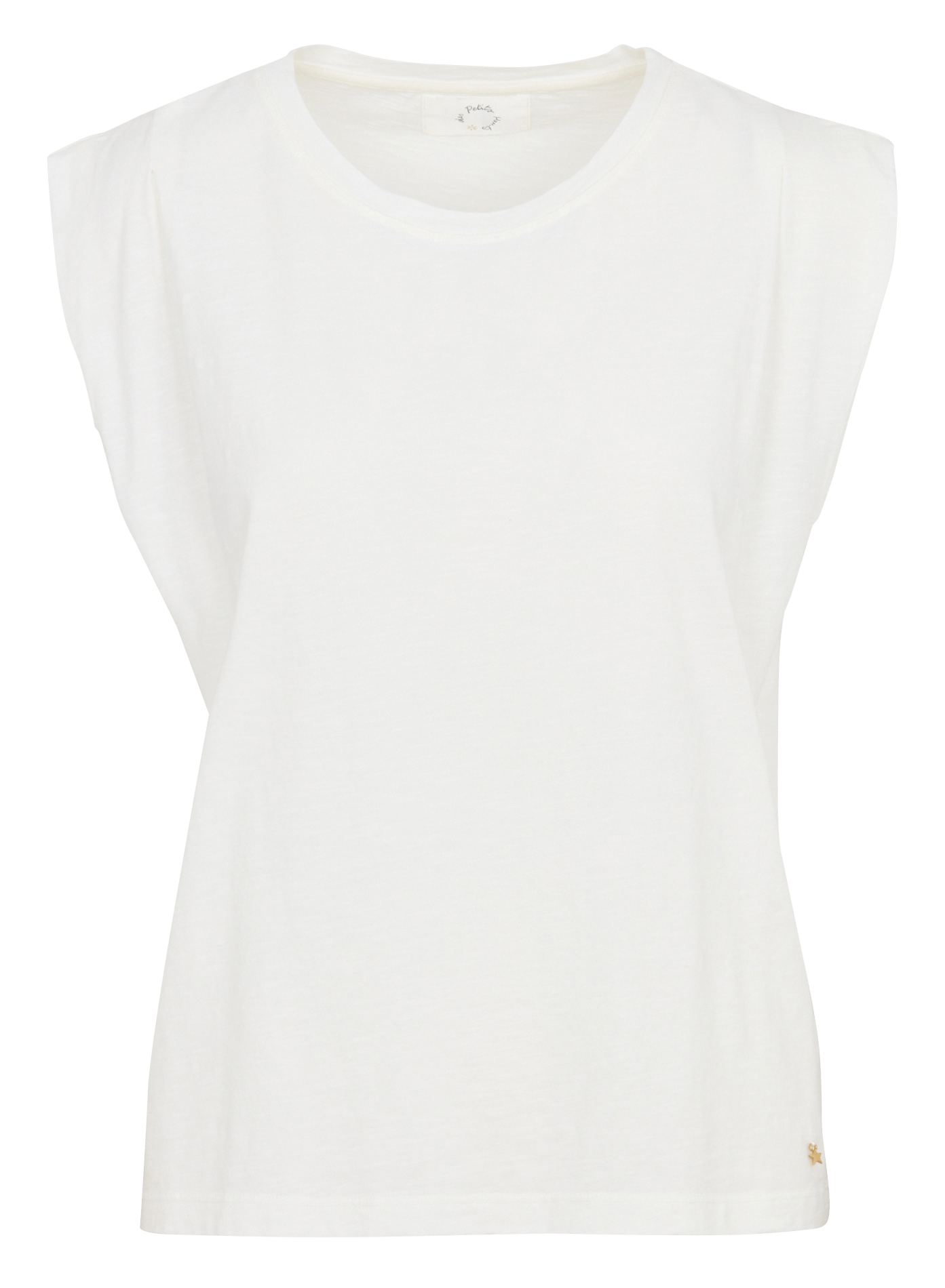 Wijdvallend mouwloos T-shirt van katoen ZAEBA Ecru