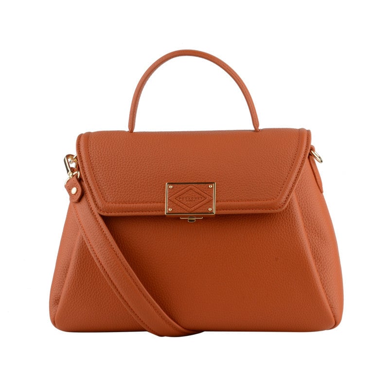 Calfskin leather handbag POURCHET Orange