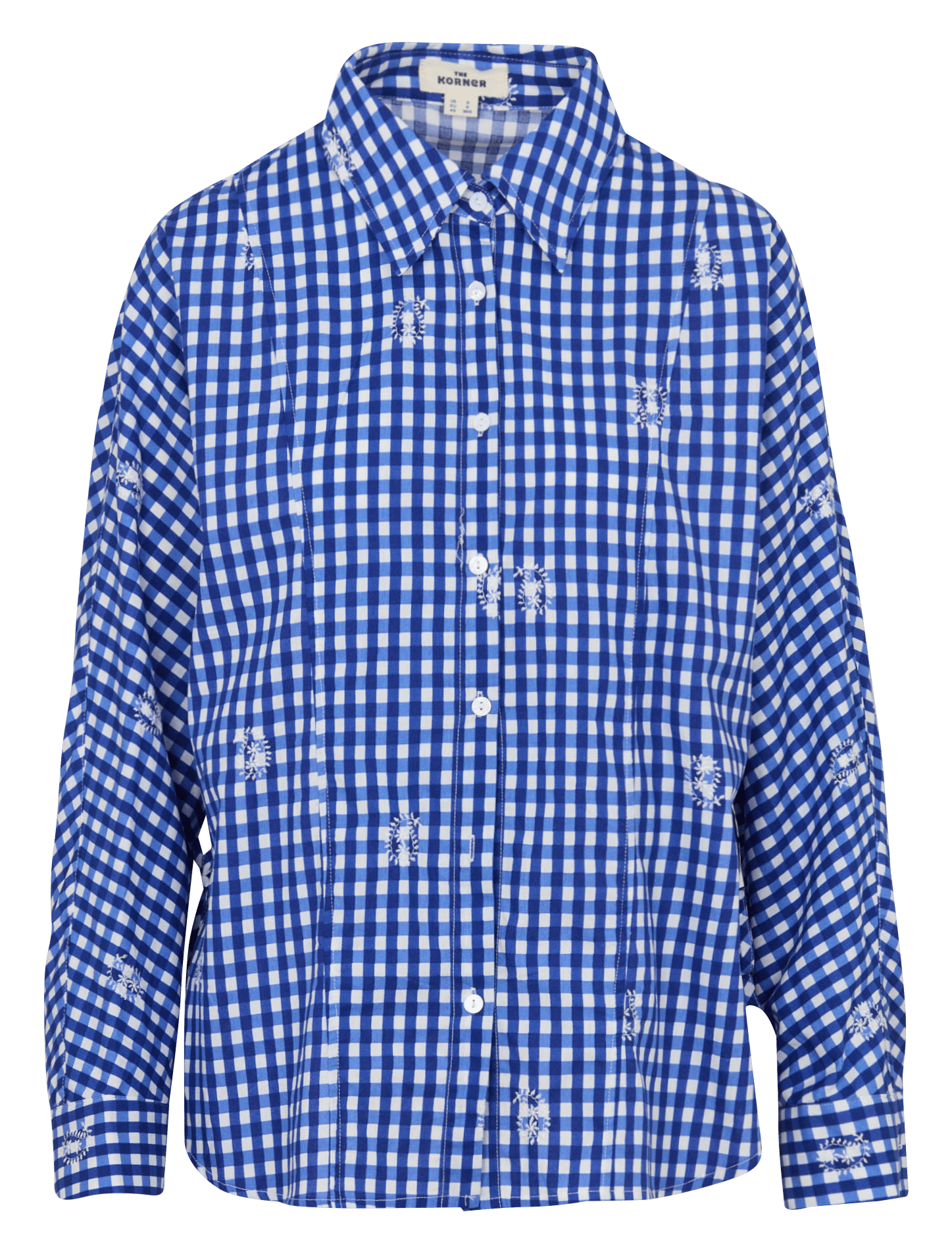 Recht, katoenen overhemd met klassieke kraag en print THE KORNER Blauw