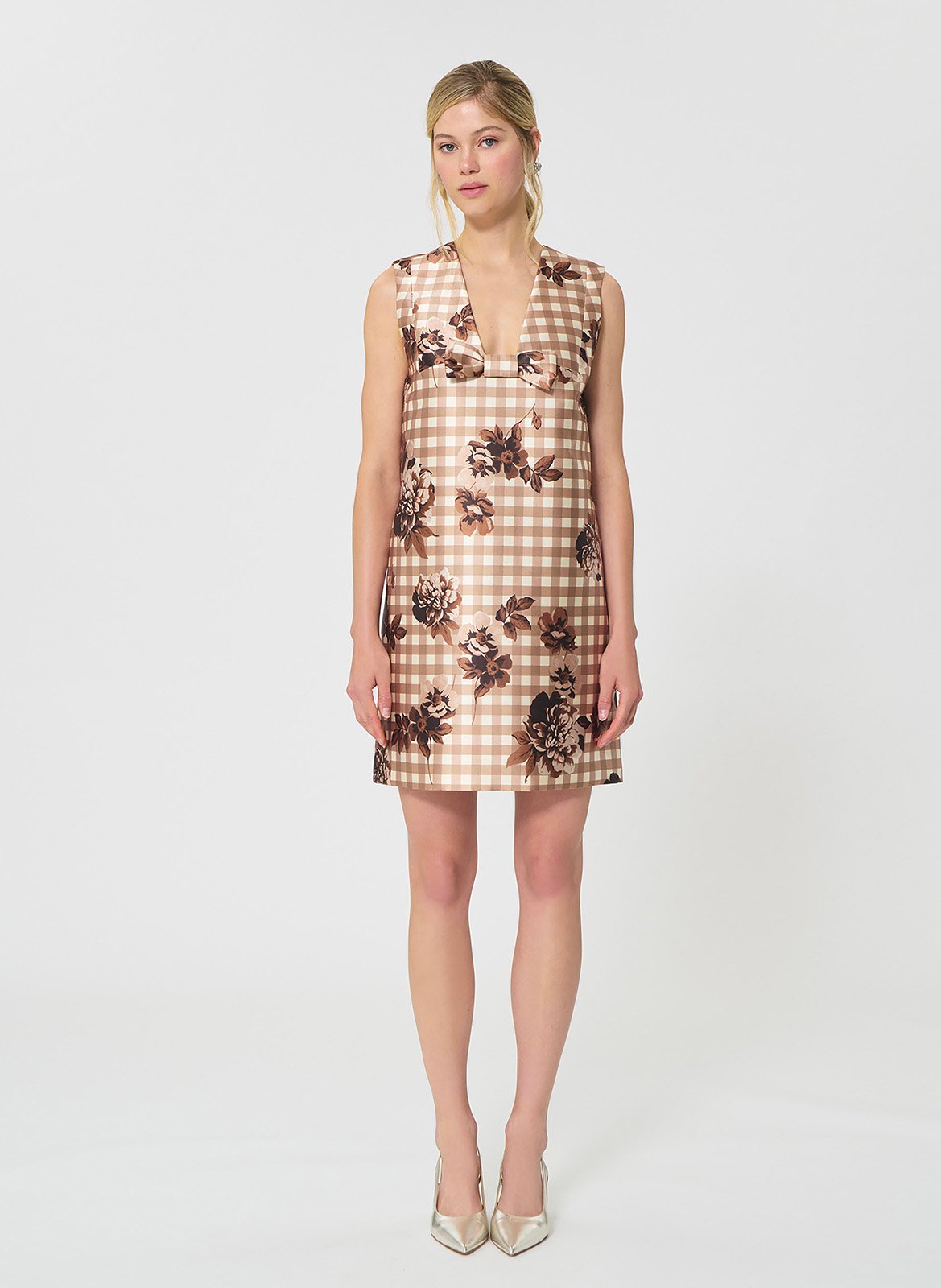 Korte jurk met V-hals TARA JARMON Beige