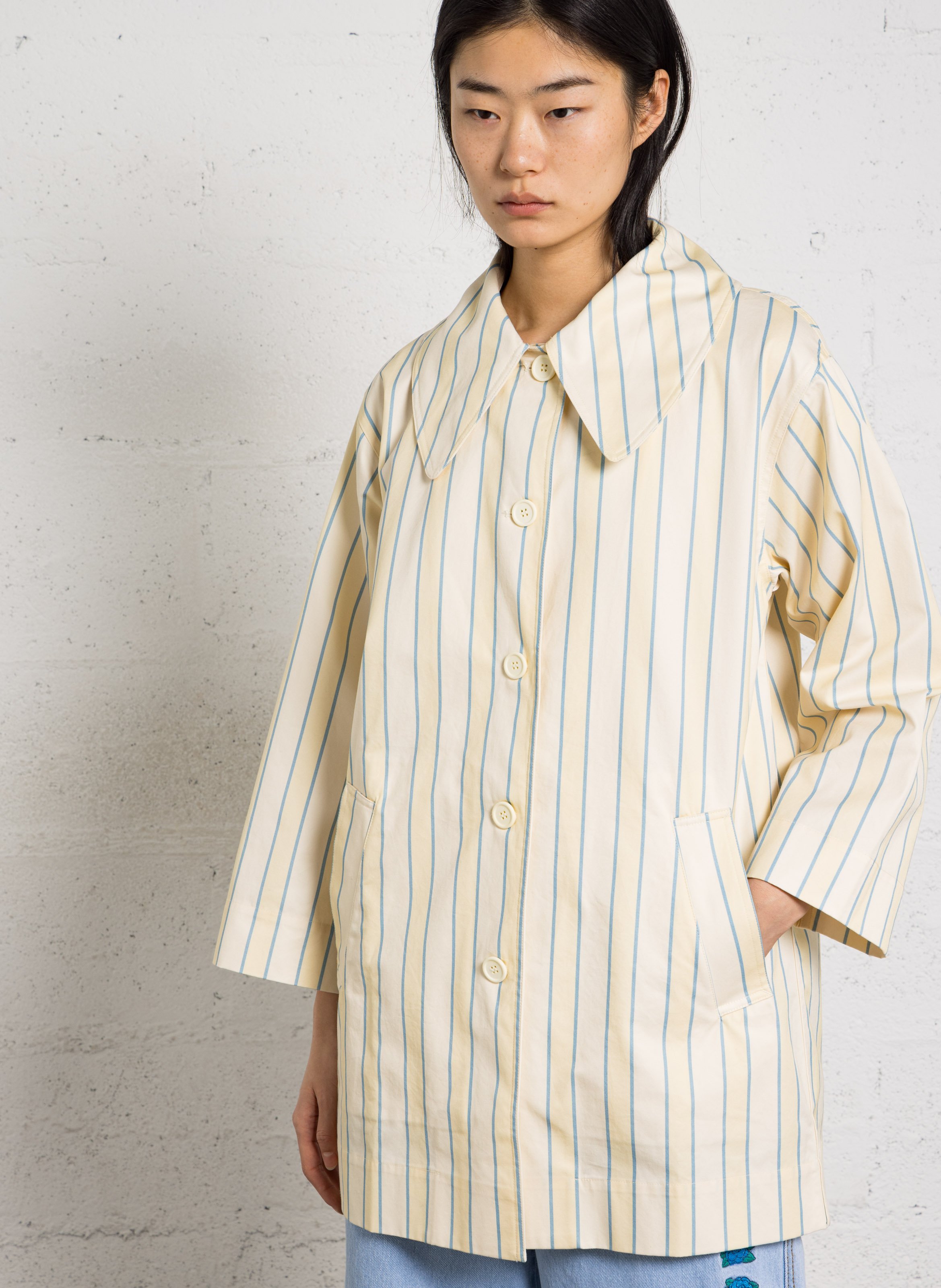 Striped jacket with classic collar THE TINY BIG SISTER Beige