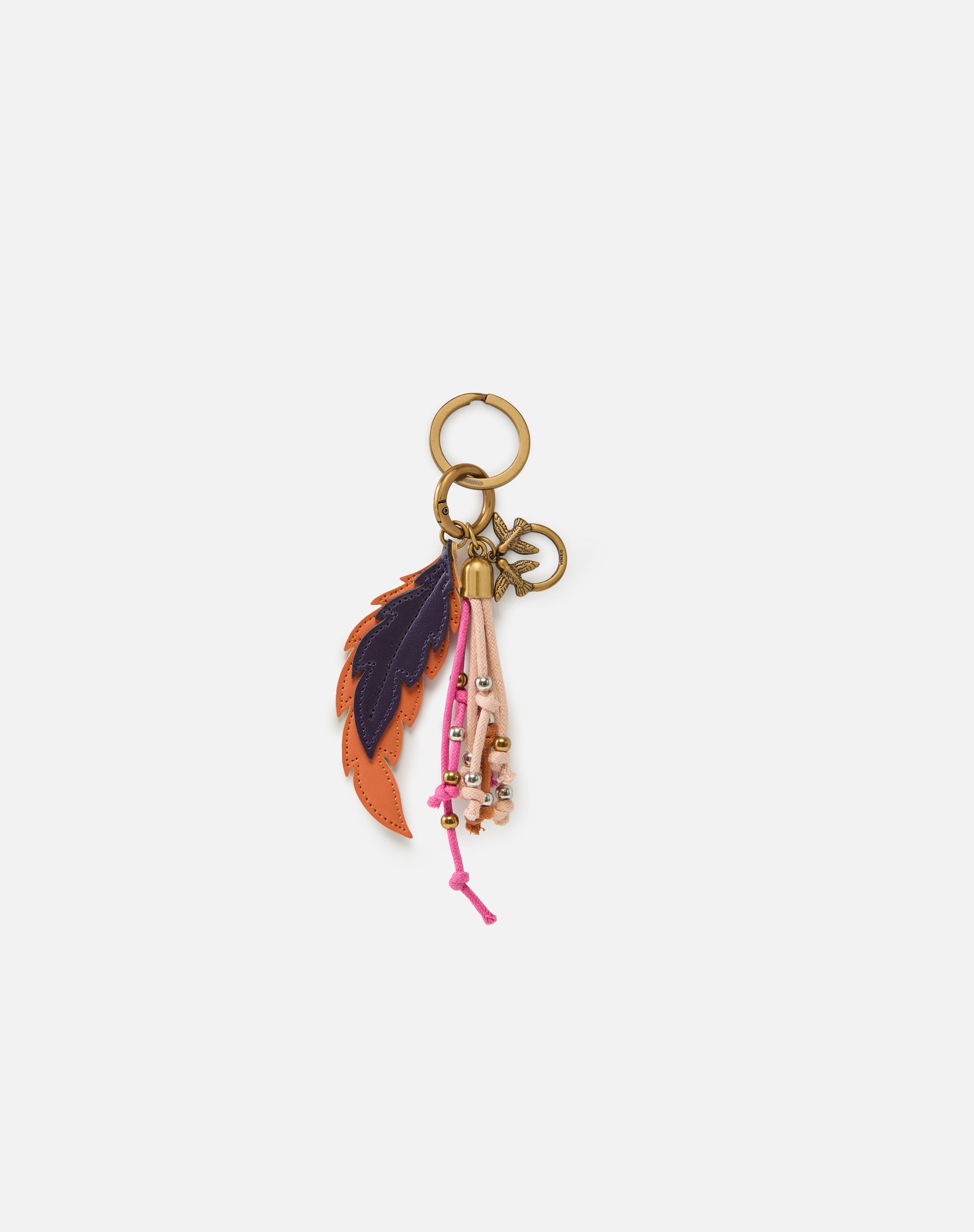 Keychain with feather charm and cords PINKO Multicolored