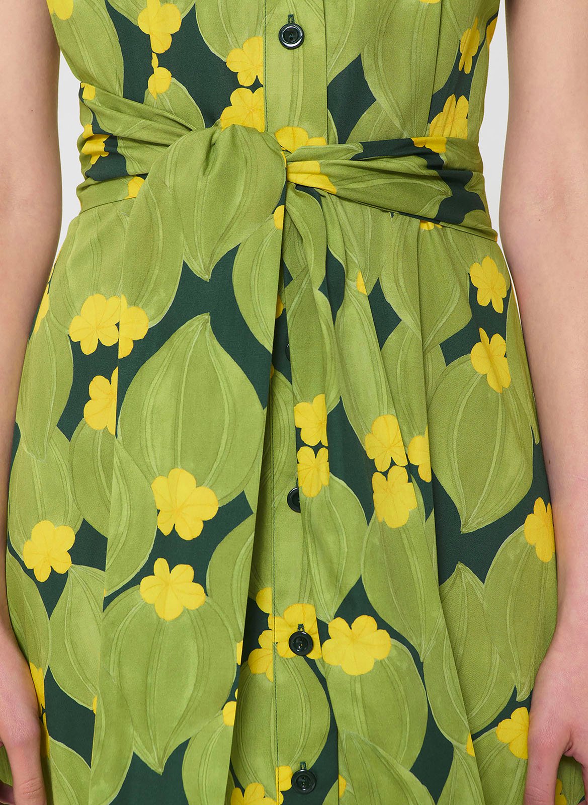 Robe midi ceinturée à motif TARA JARMON Vert