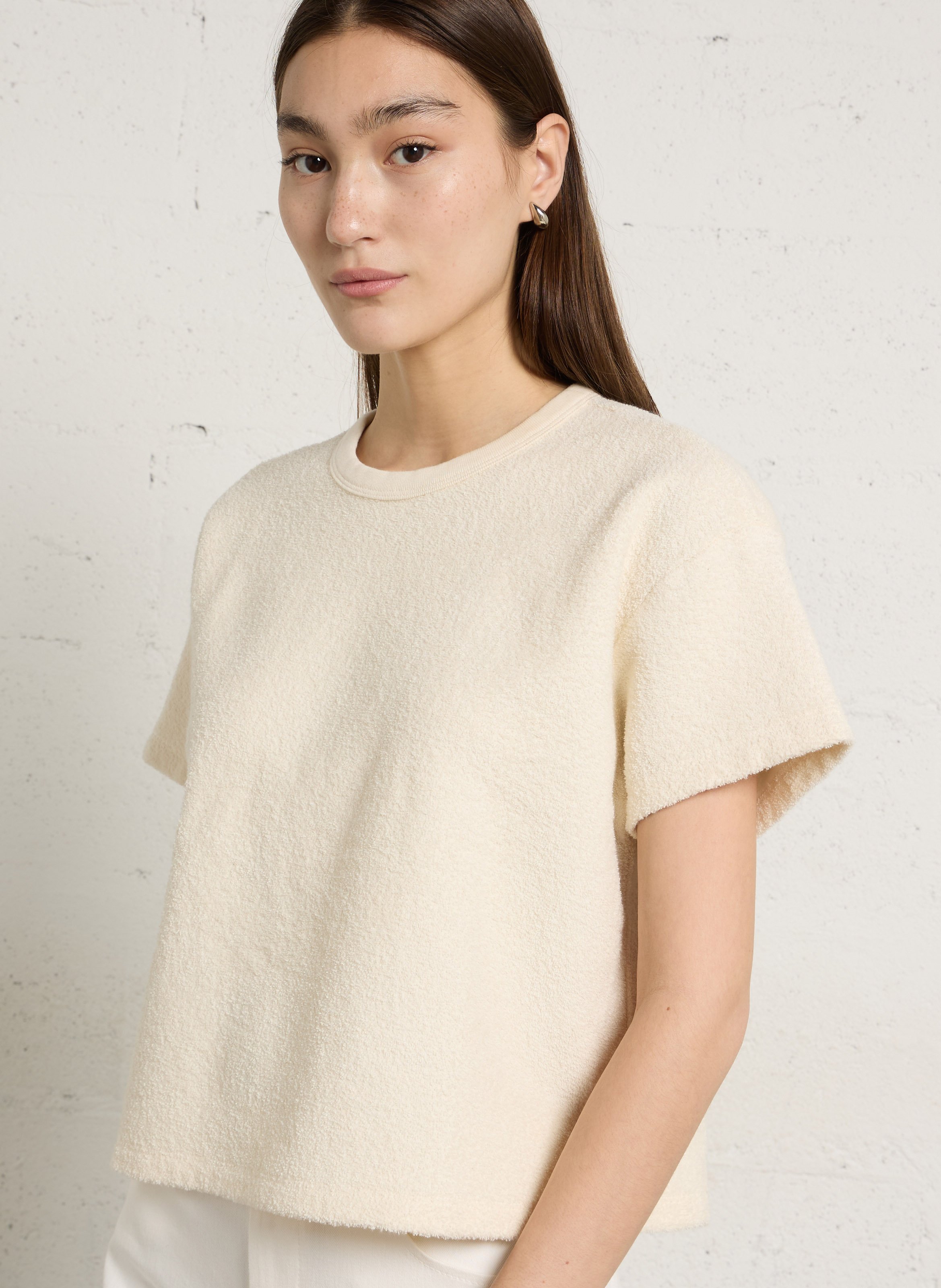 Ruimvallend T-shirt van biokatoen met ronde hals AMERICAN VINTAGE Beige