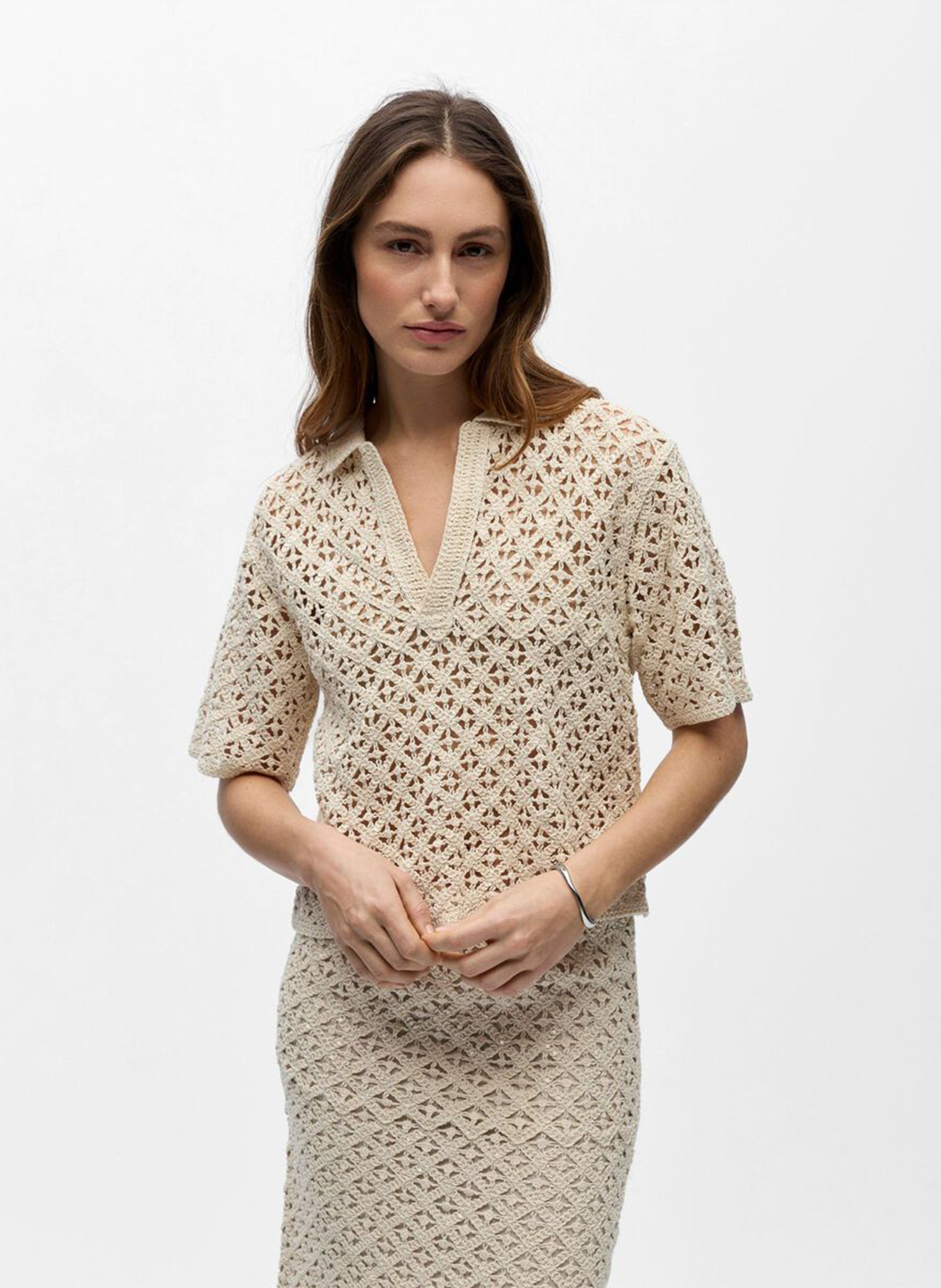 Organic cotton midi skirt OBJECT Beige