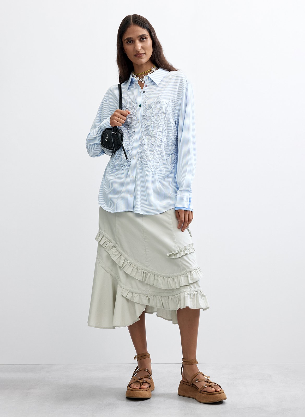 Striped straight shirt DESIGUAL Blue