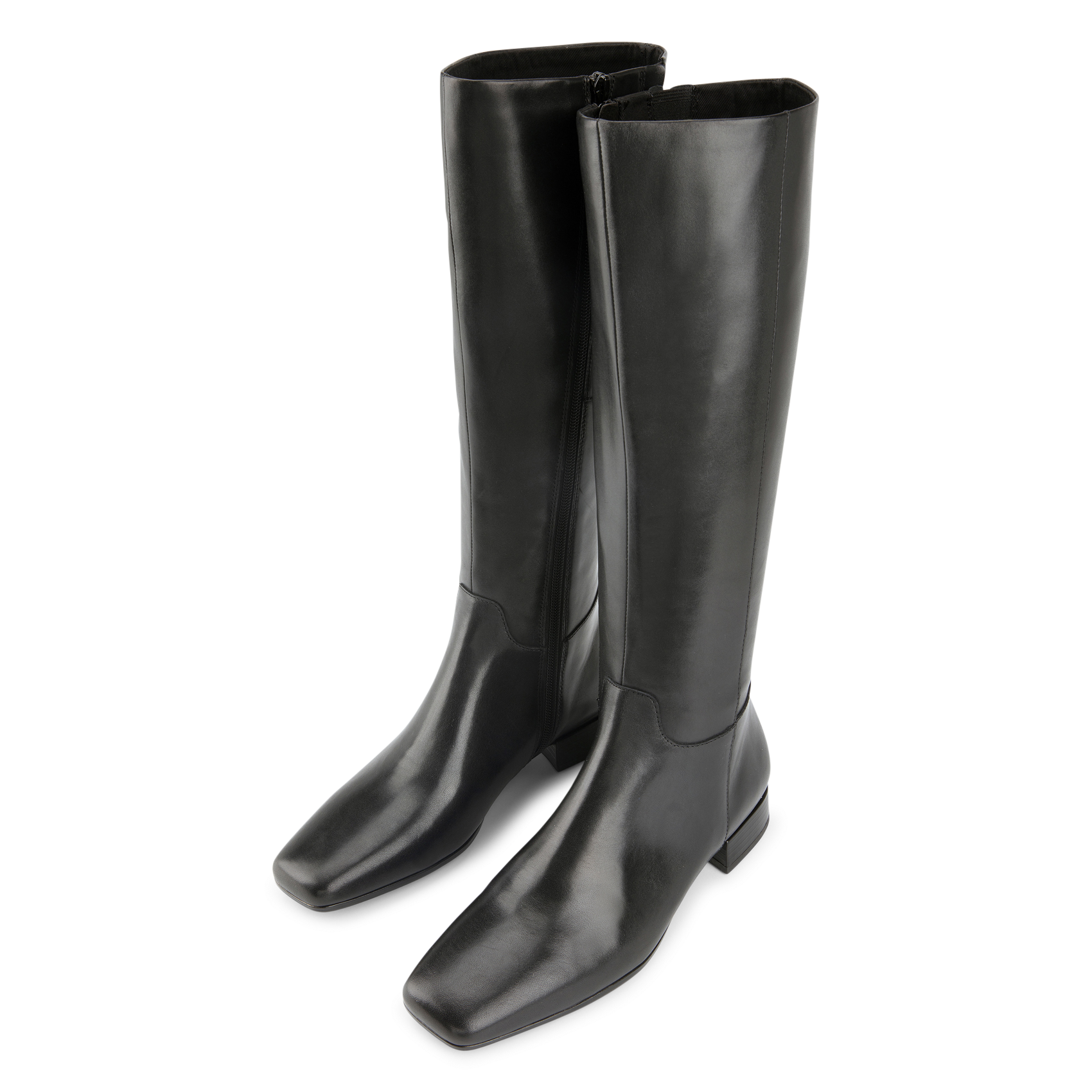 Bottes hautes à bout carré en cuir VAGABOND Noir