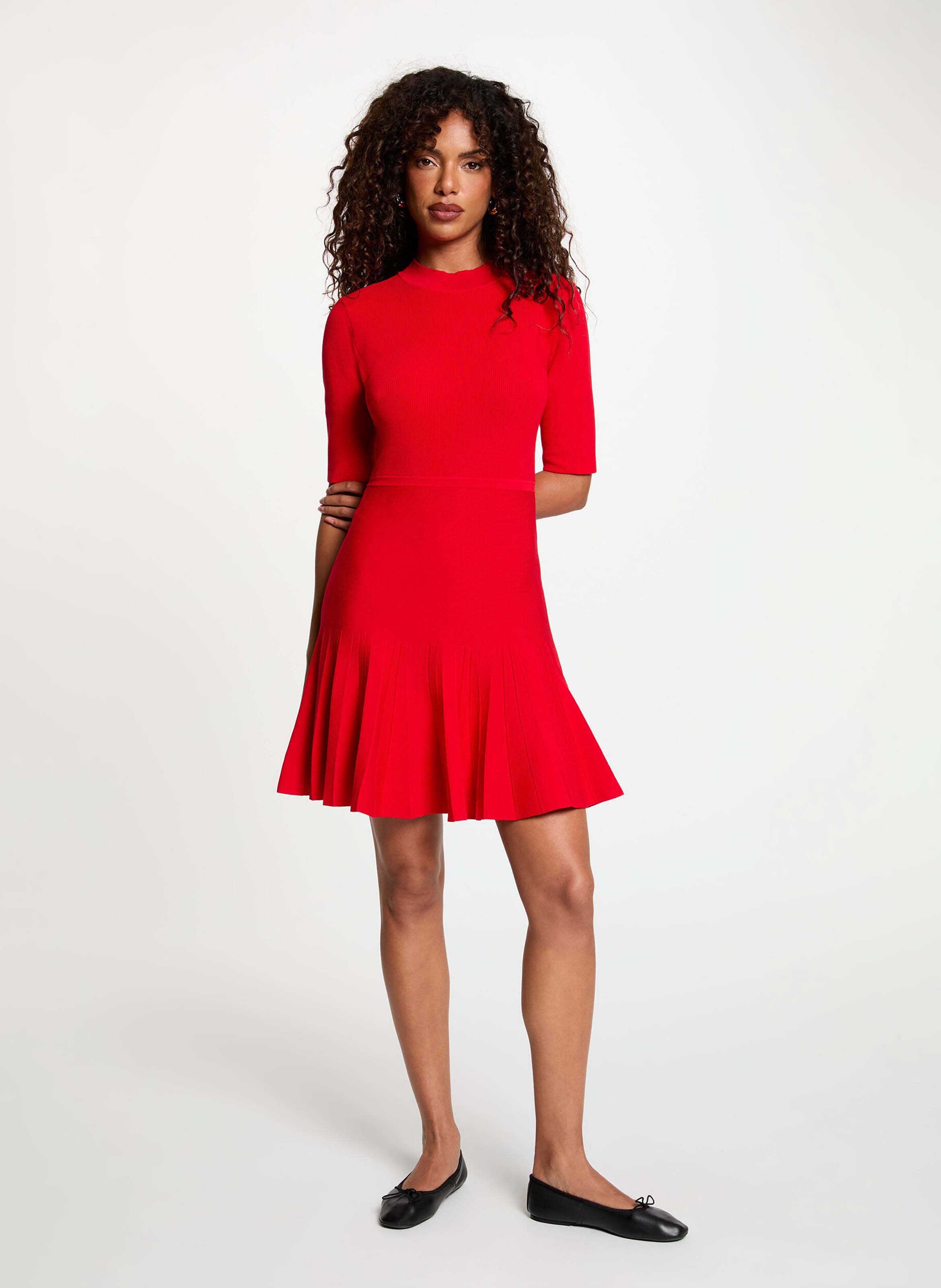 Robe courte évasée unie MORGAN Rouge