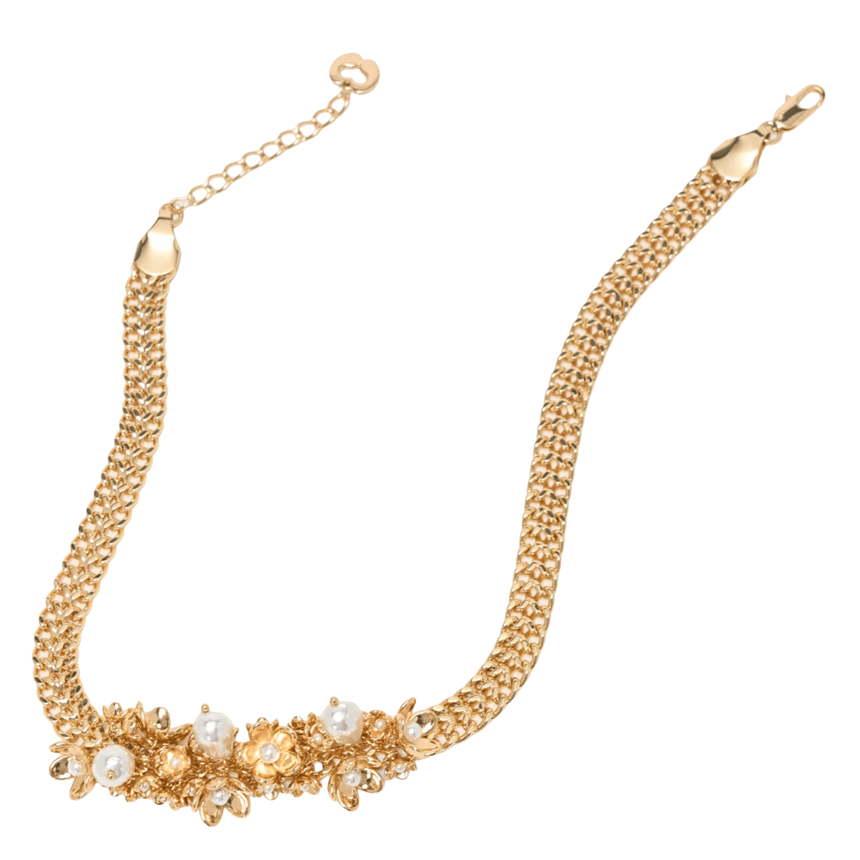 Ketting met parel bloemen MAJE Goudkleurig