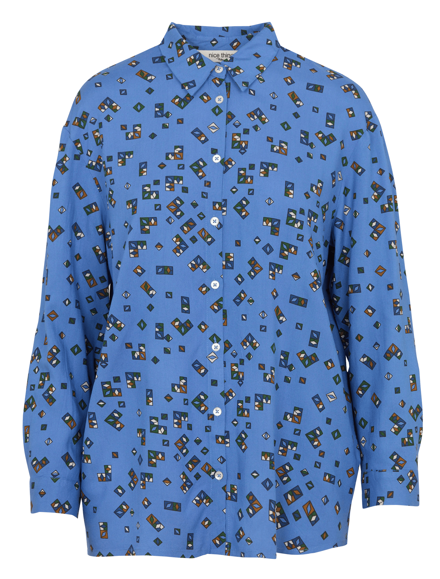 Geometric print shirt NICE THINGS Blue