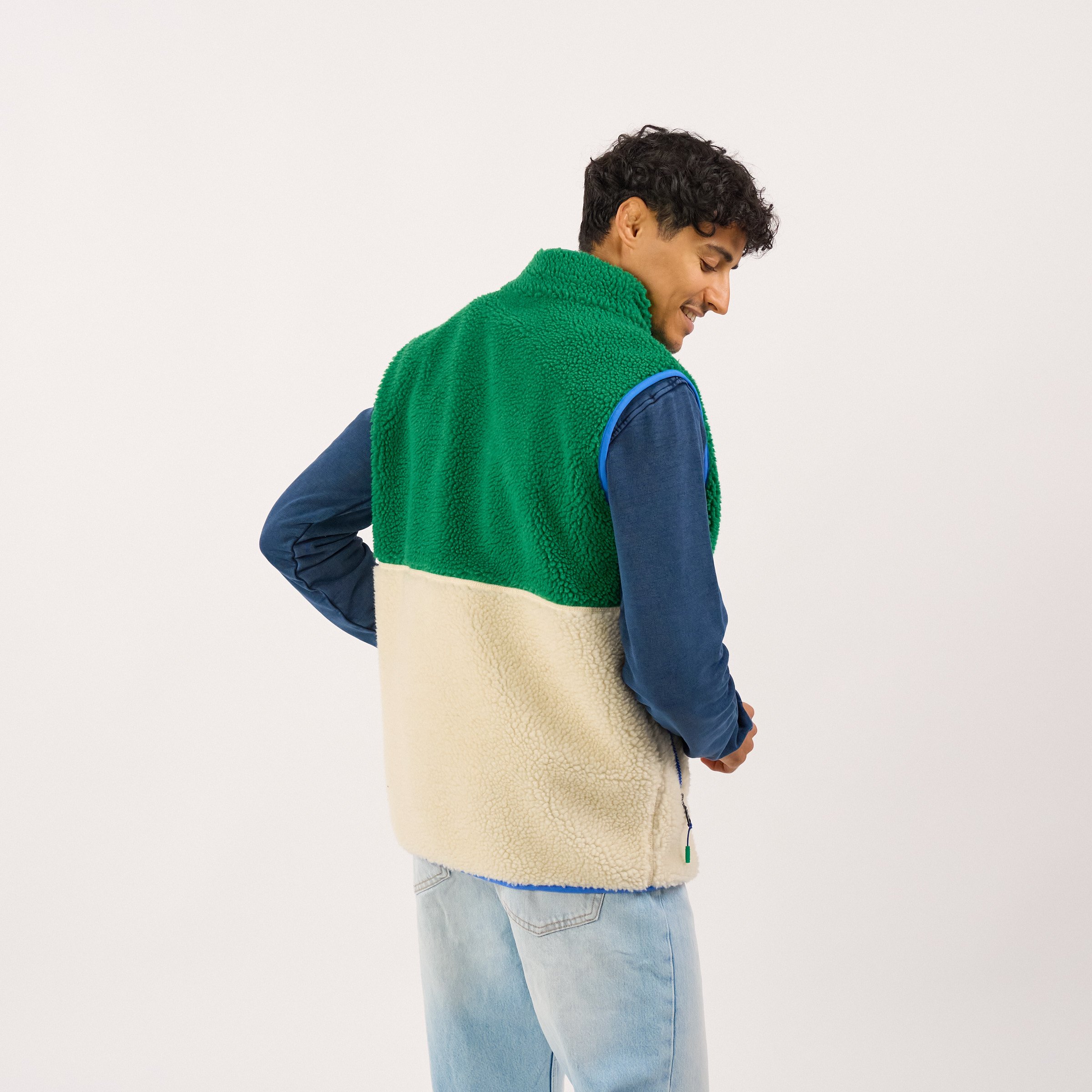 Sleeveless Sherpa Zip-Up Vest | Beige BILLYBELT Men