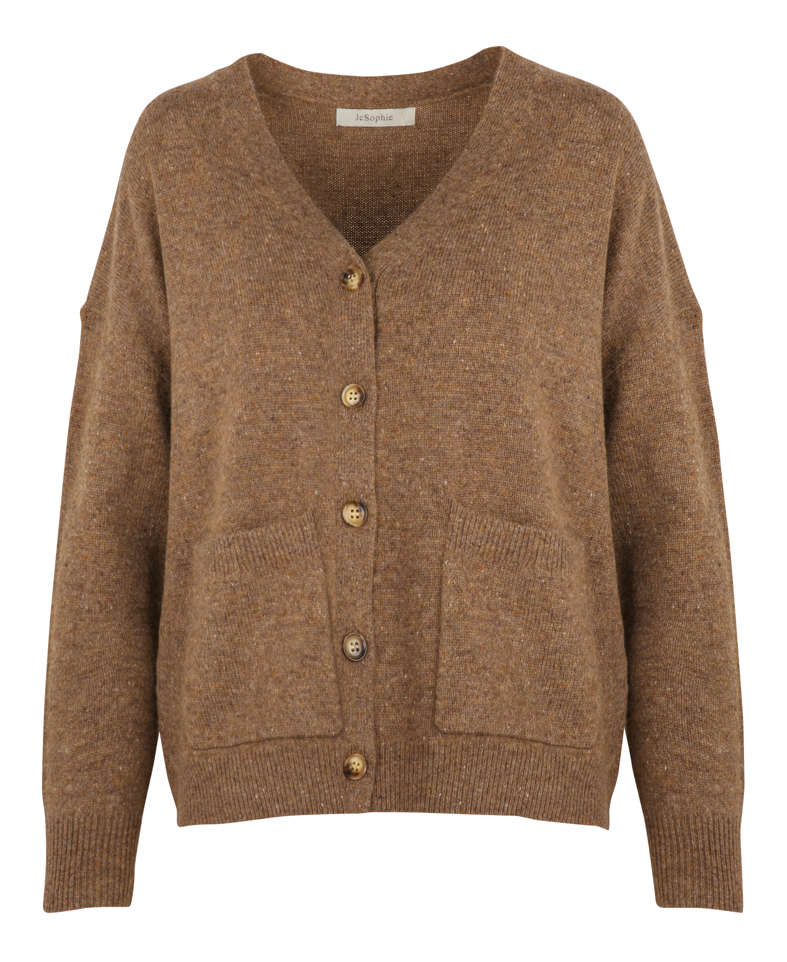 Gilet droit col V en laine JC SOPHIE Marron