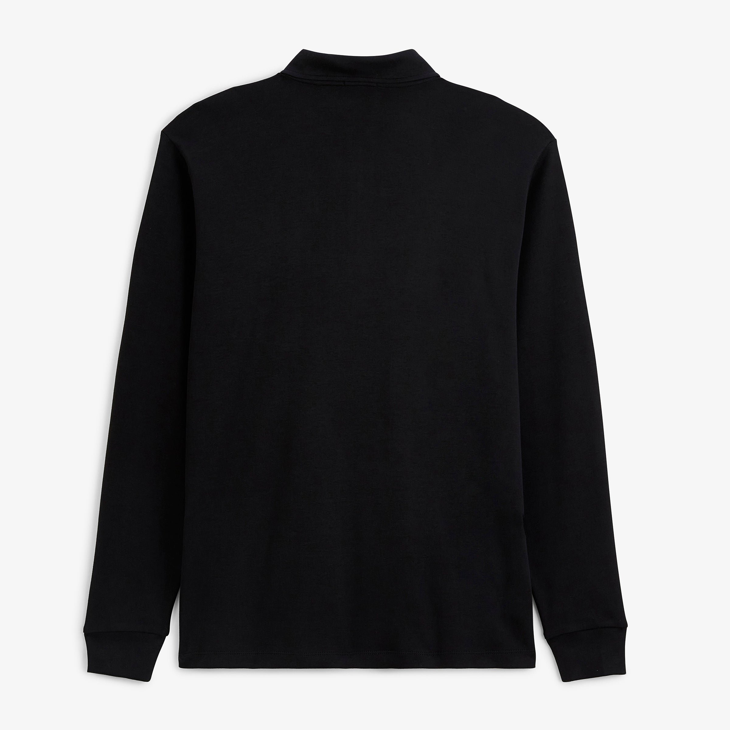 Zip-up long-sleeve interlock cotton polo in black SERGE BLANCO Black
