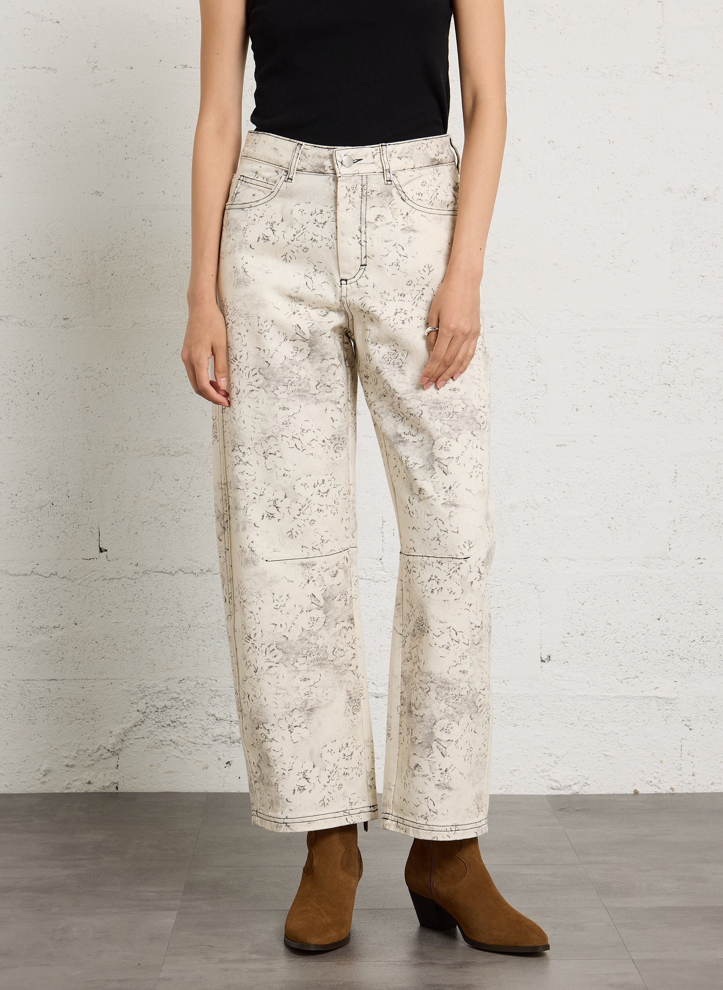 Straight-fit jeans met print HOD PARIS Beige