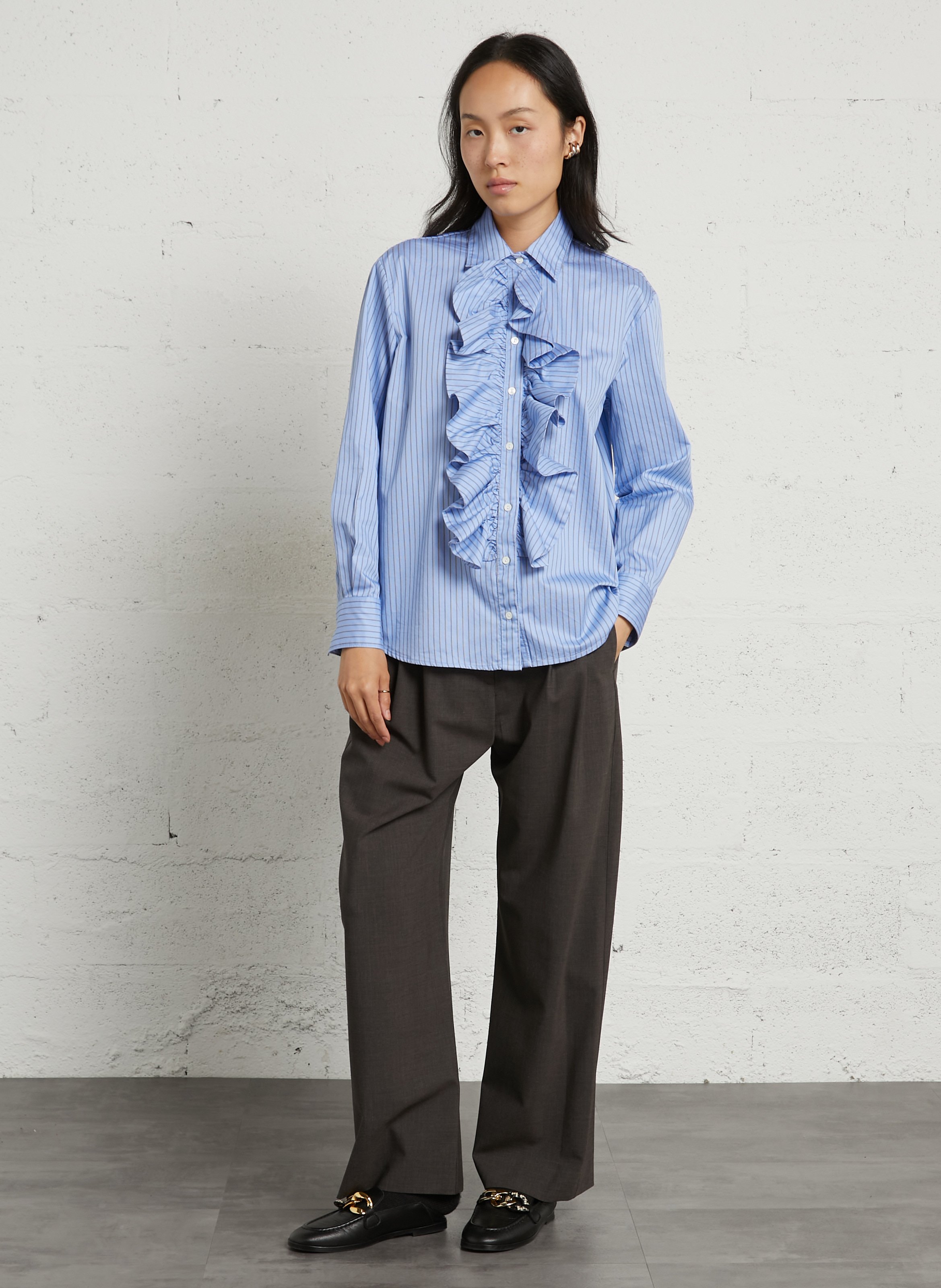 Chamallow striped shirt with ruffles DIEGA Blue