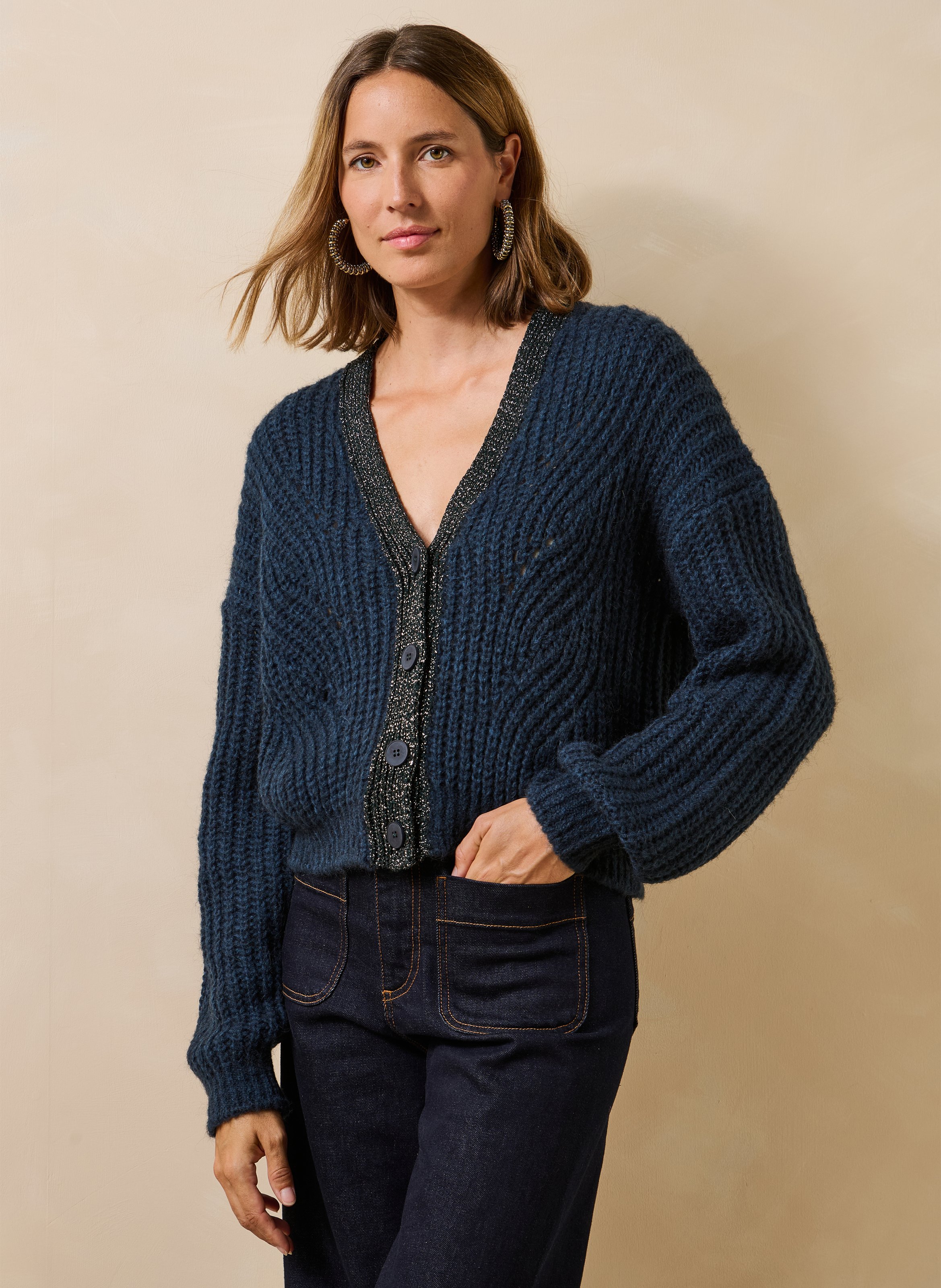Ruim vest met glinsterende strepen LA FEE MARABOUTEE Blauw
