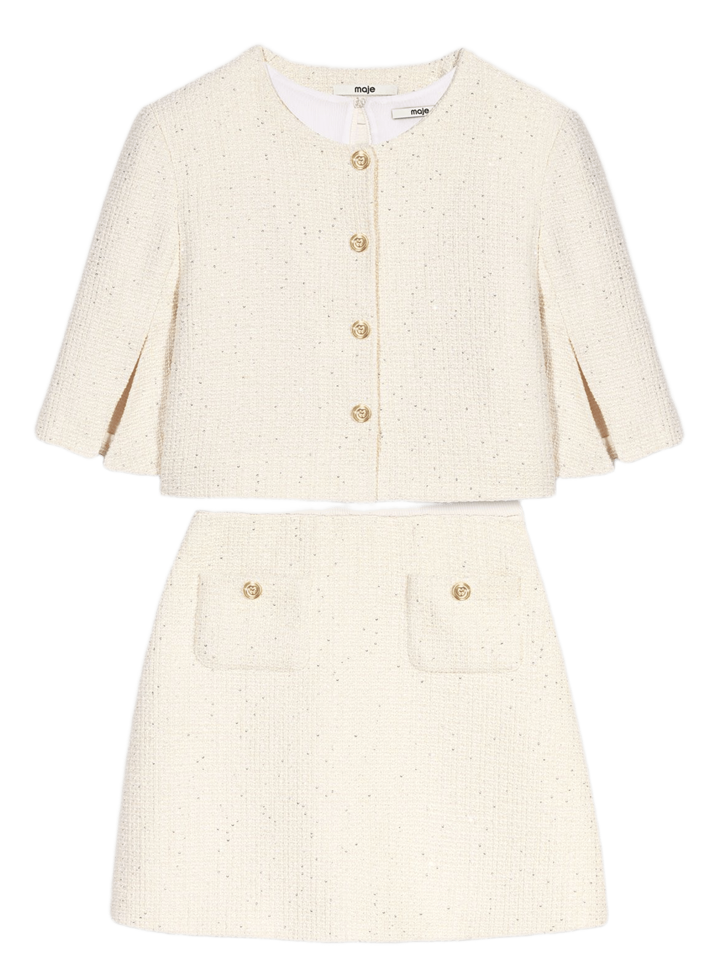 Korte jurk met optische illusie in gemengd katoen MAJE Beige