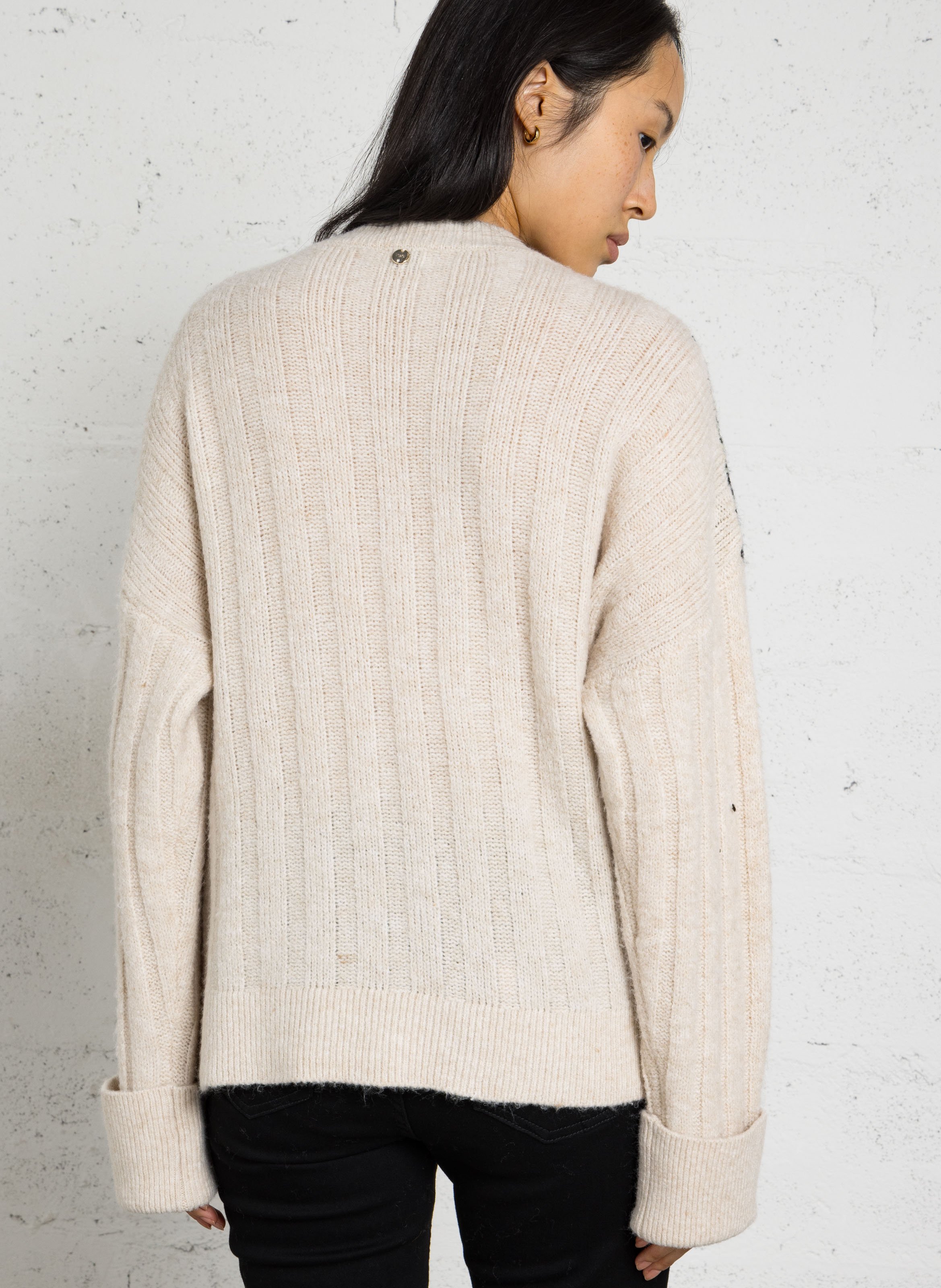 Ample V-neck sweater with rhinestone details LIU JO Multicolored