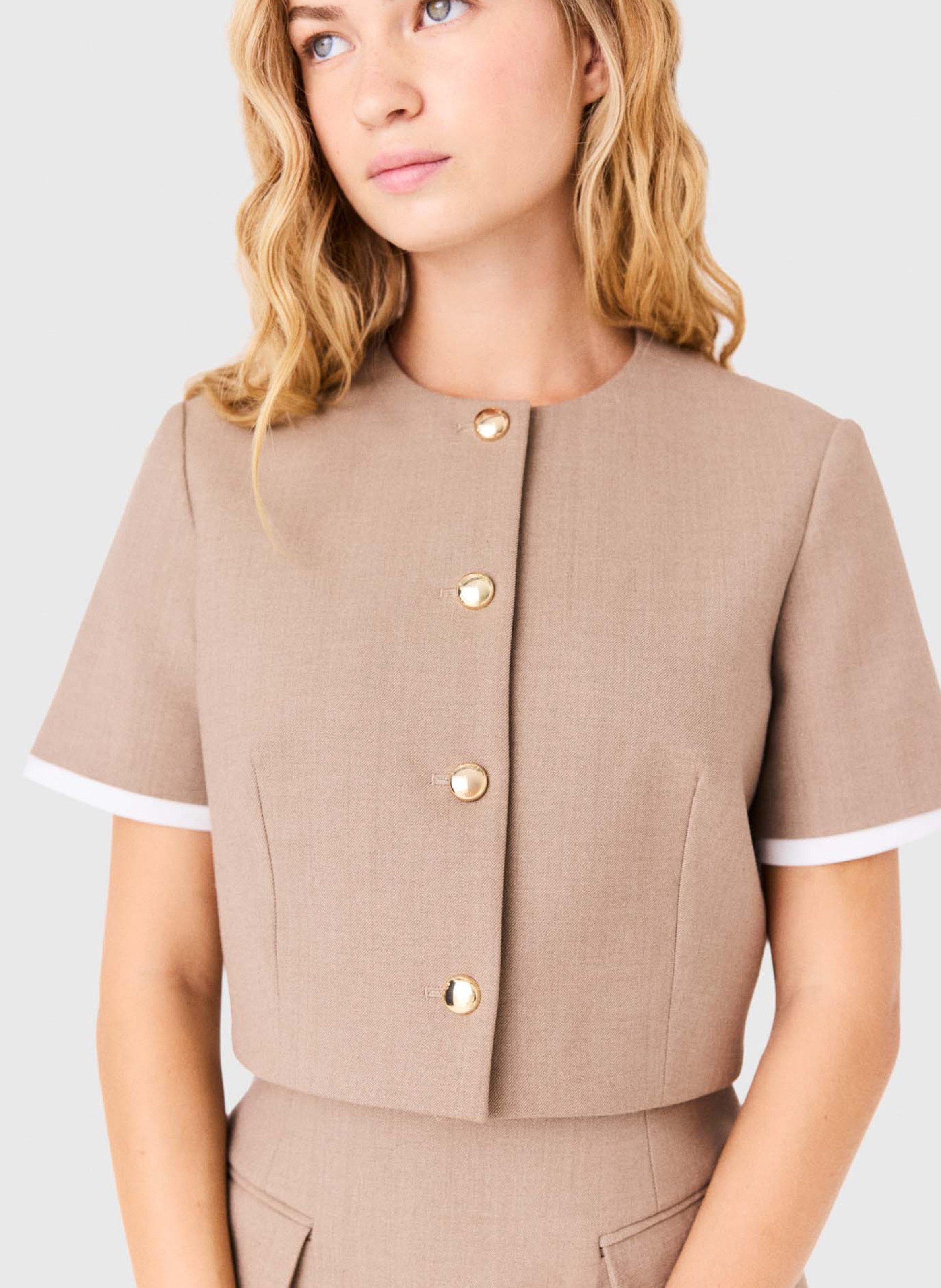 Robe 2-en-1 évasée unie MAJE Beige