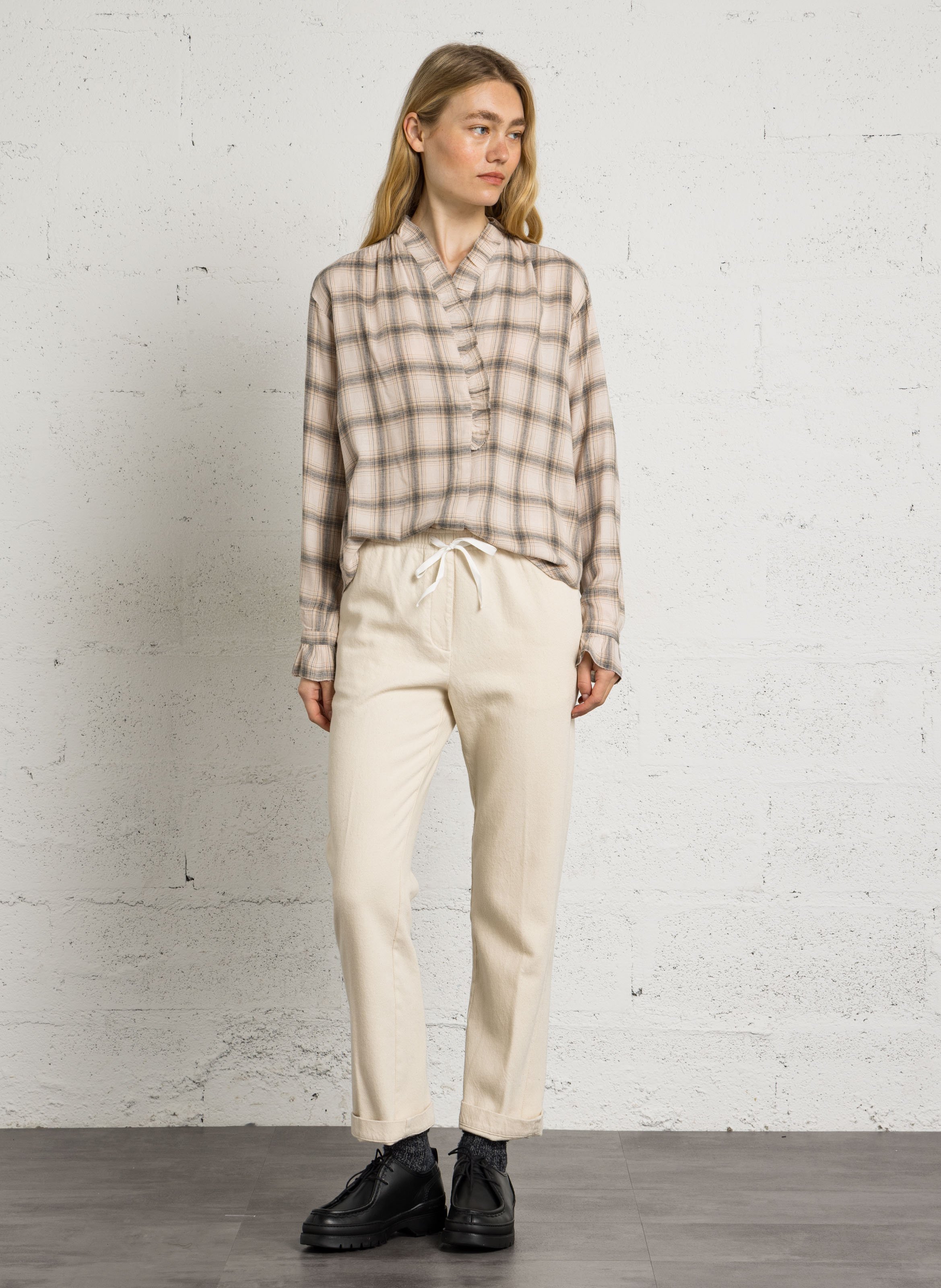 Pantalon droit en coton HARTFORD Beige