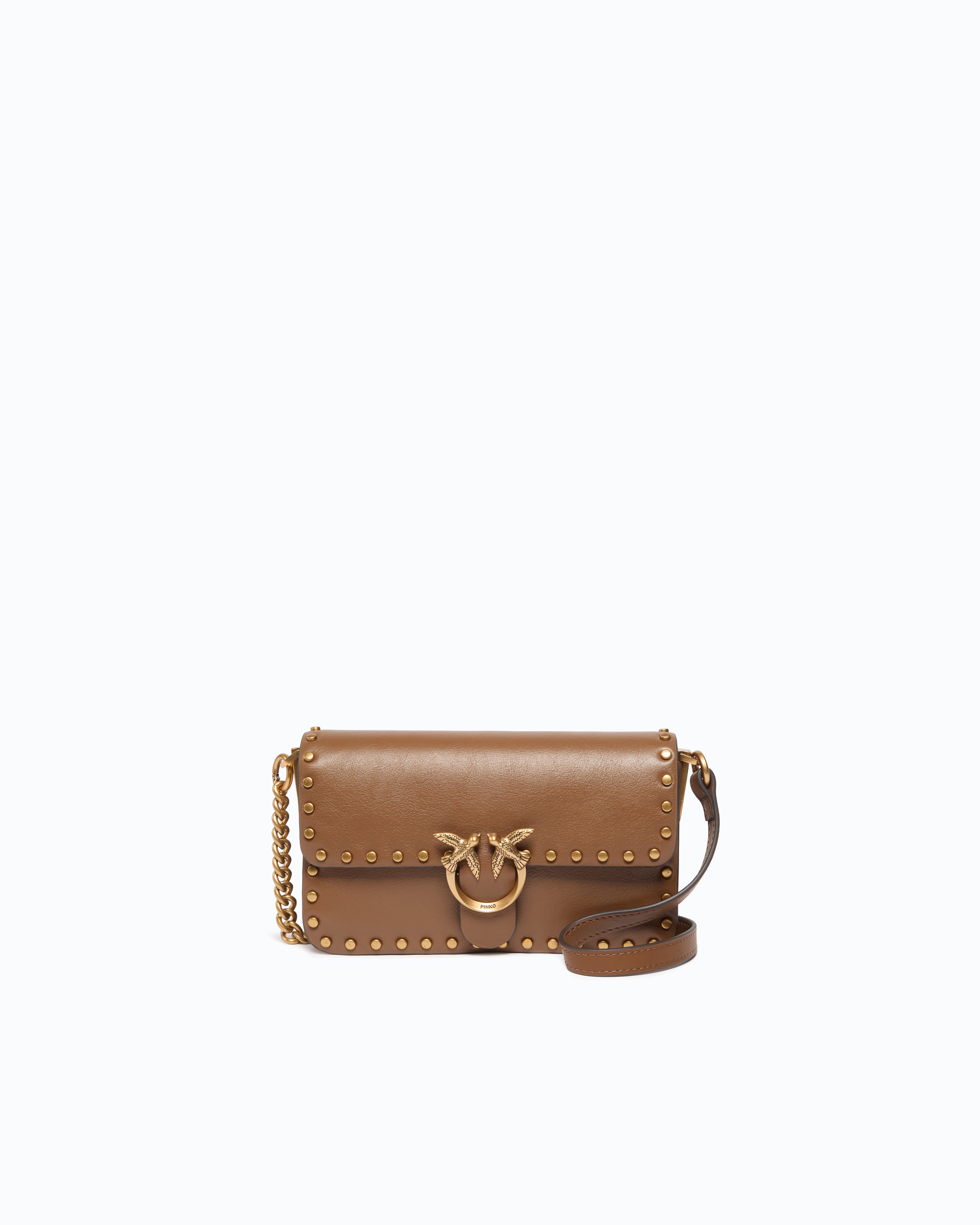 Baby Love Bag One Slouchy studded leather shoulder bag PINKO Orange