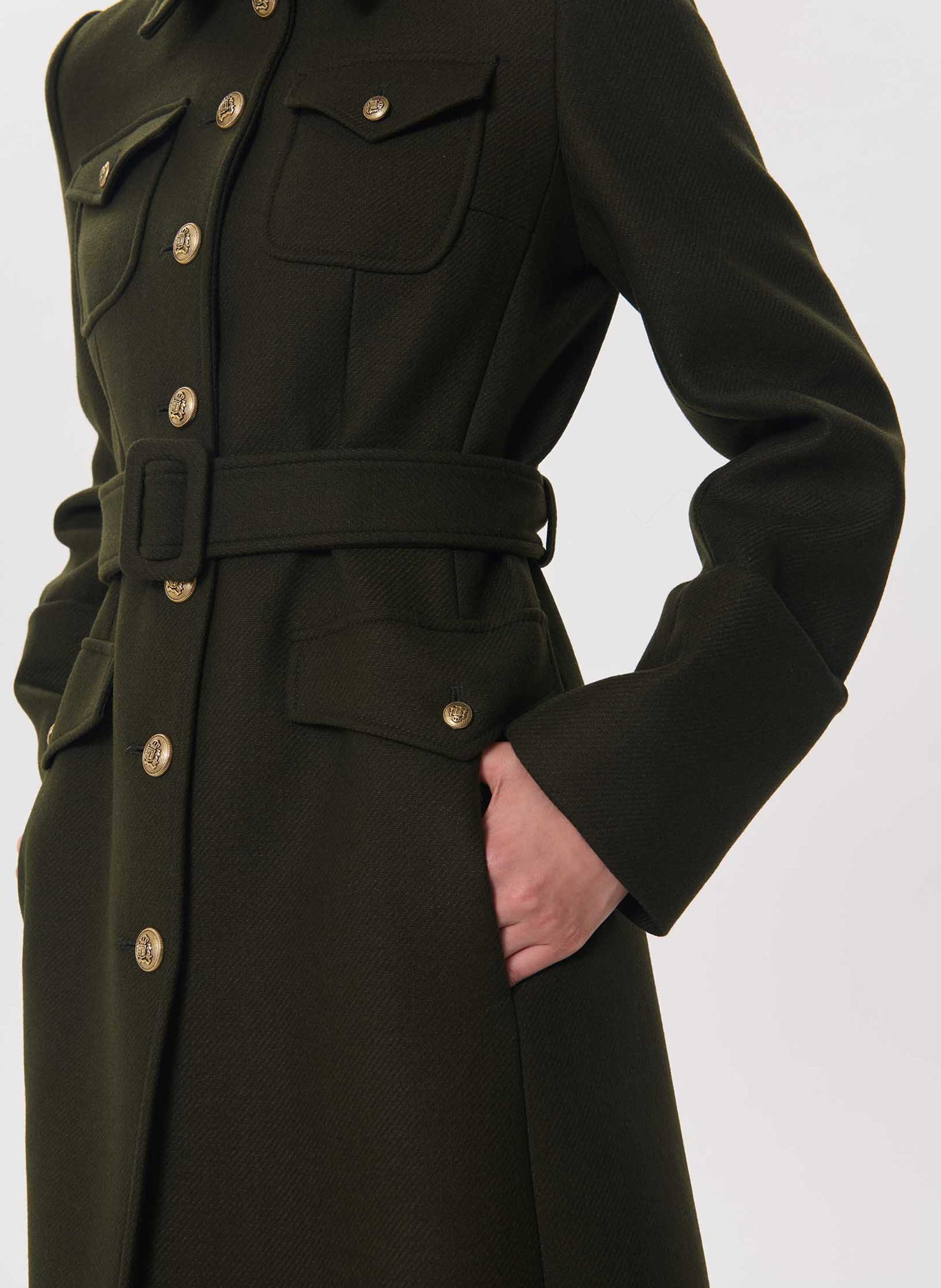 Trench long ceinturé en suède TARA JARMON Vert