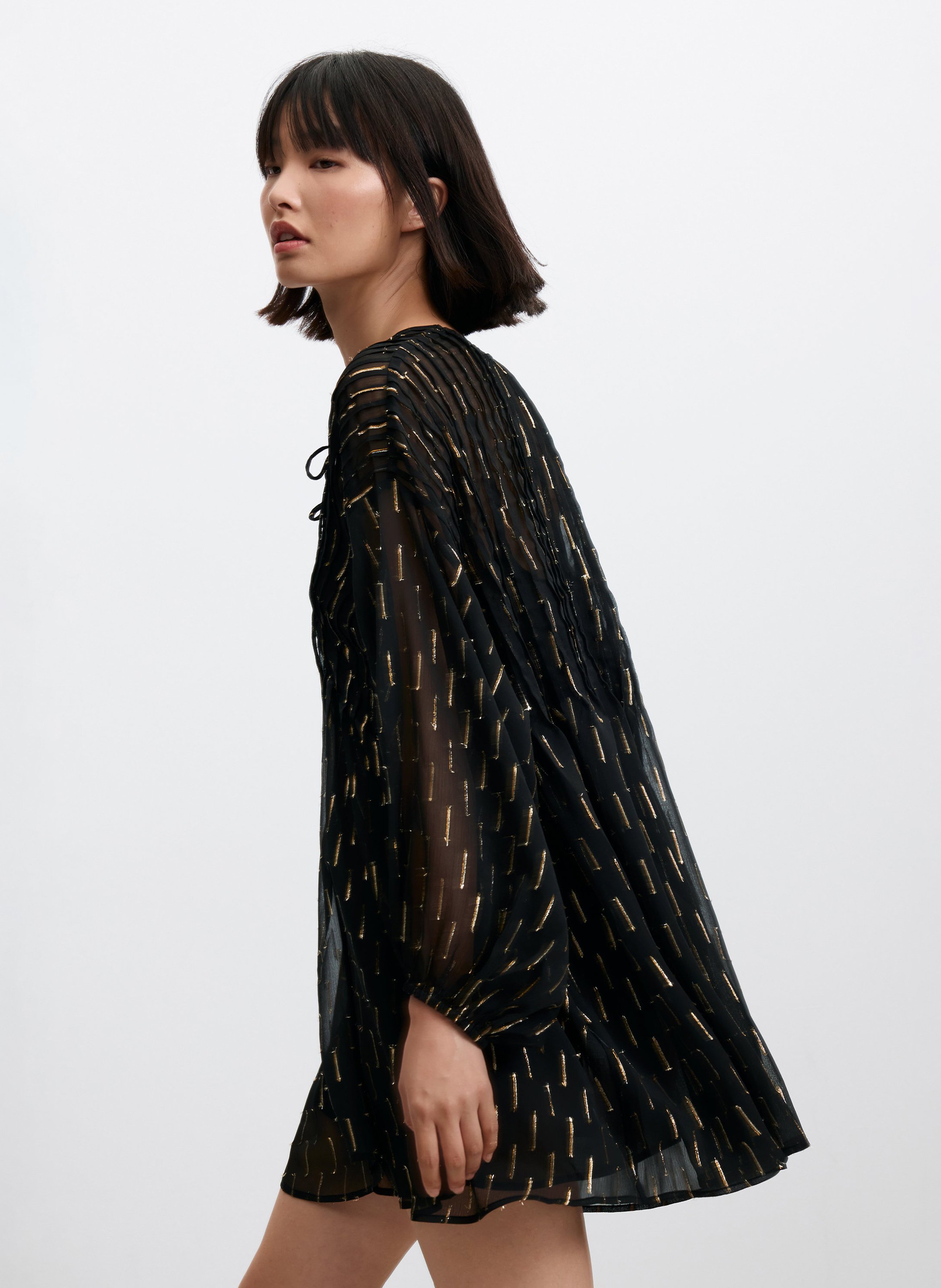 Loose-Fitting Short Patterned Dress DESIGUAL Black