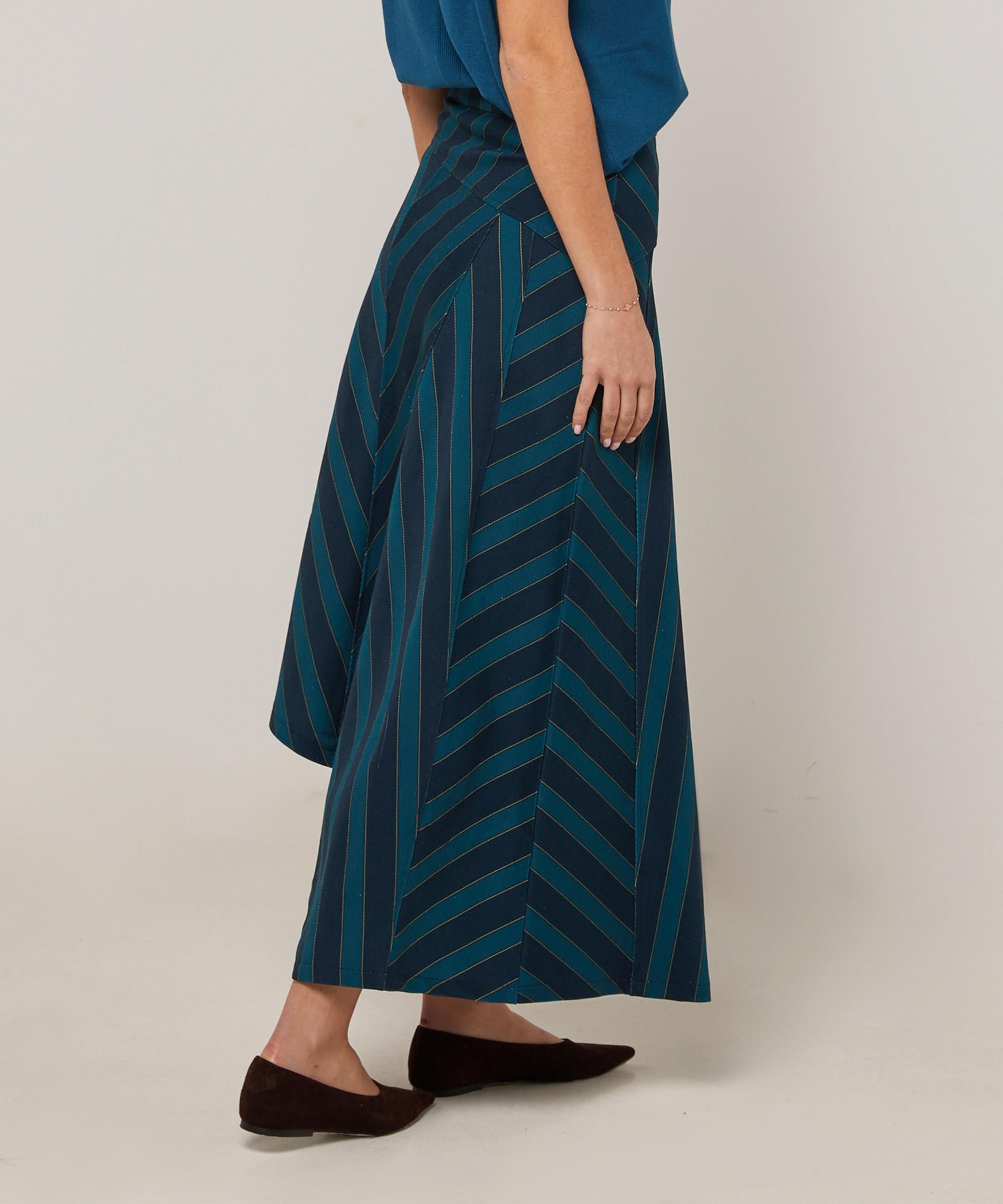 Asymmetrical long skirt in printed canvas RODIER Blue