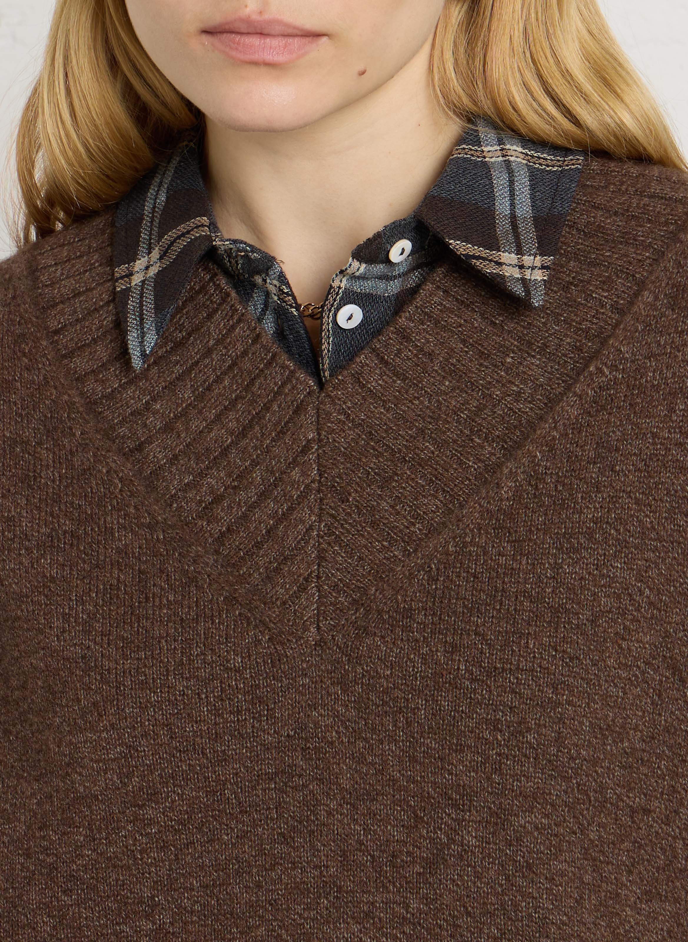 V-neck wool sweater MAISON 123 Grey
