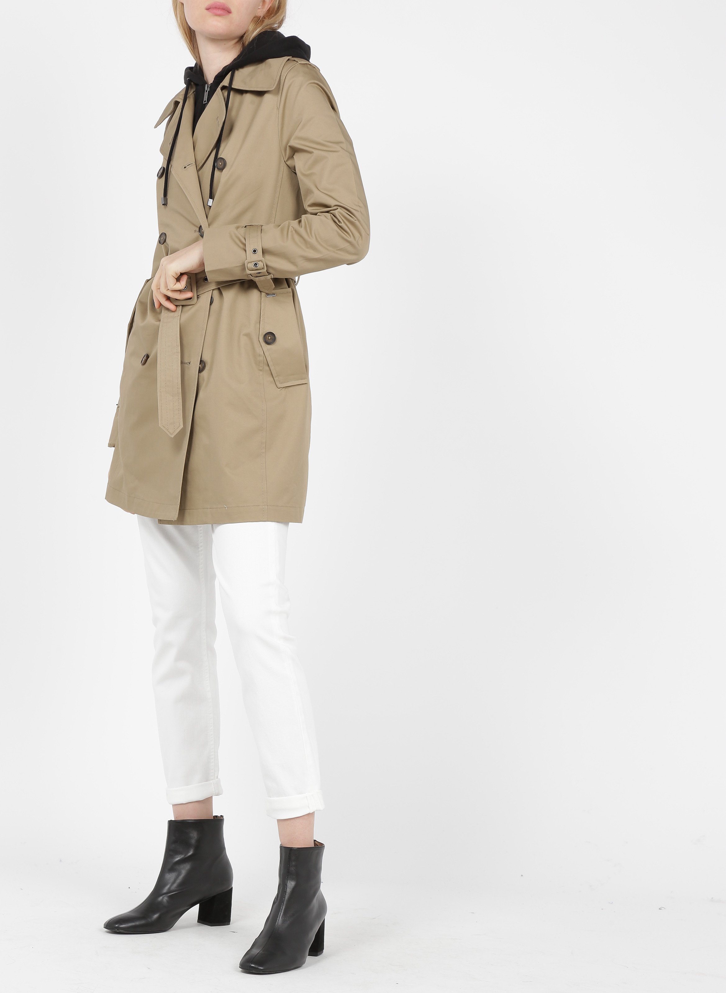 Cotton trench coat with detachable hood IKKS Beige
