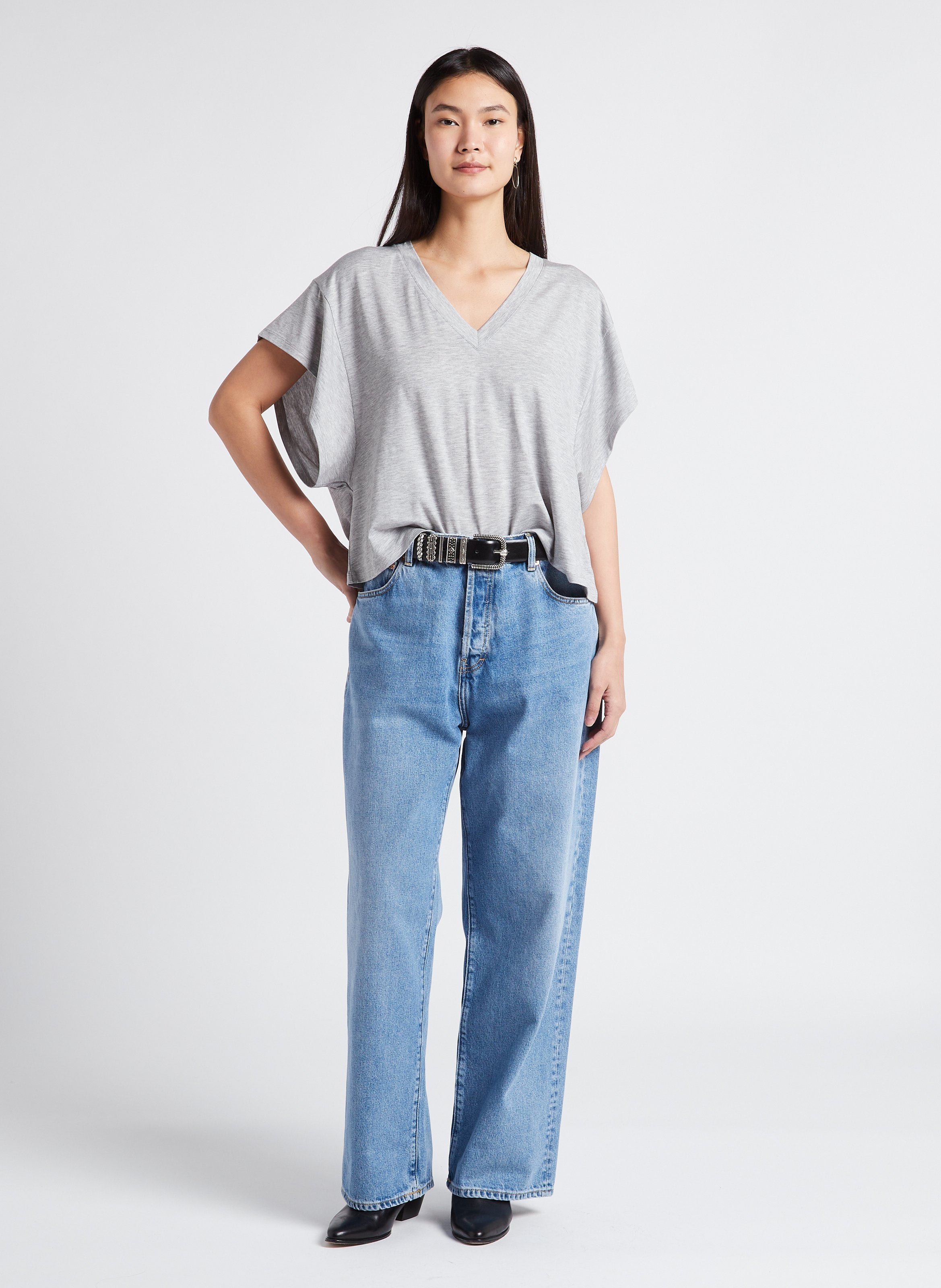 Ruimvallende T-shirt met V-hals IRO Grijs