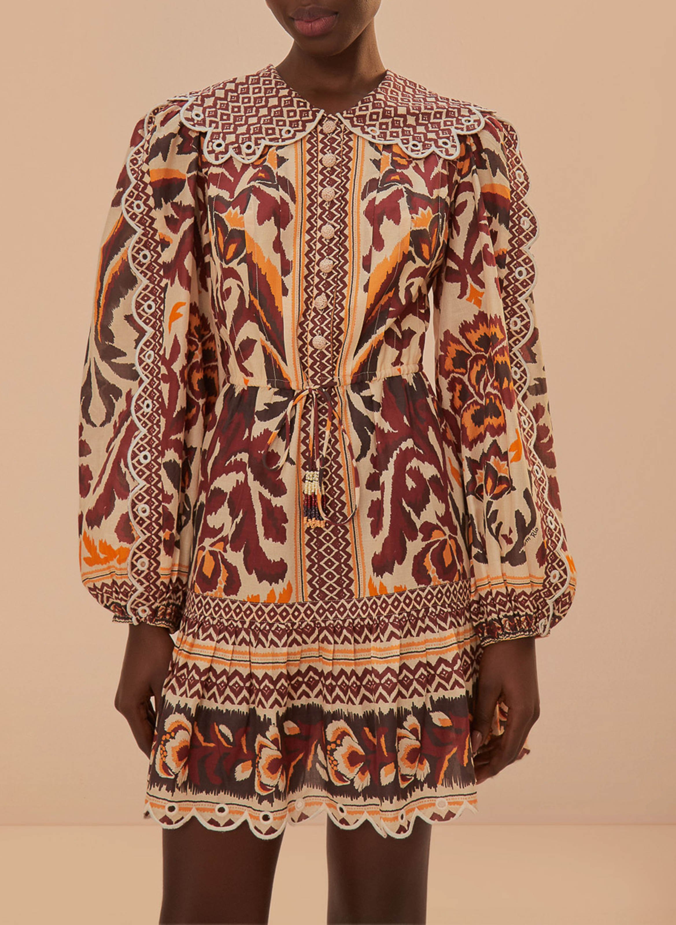 Short cotton printed dress FARM RIO Multicolored