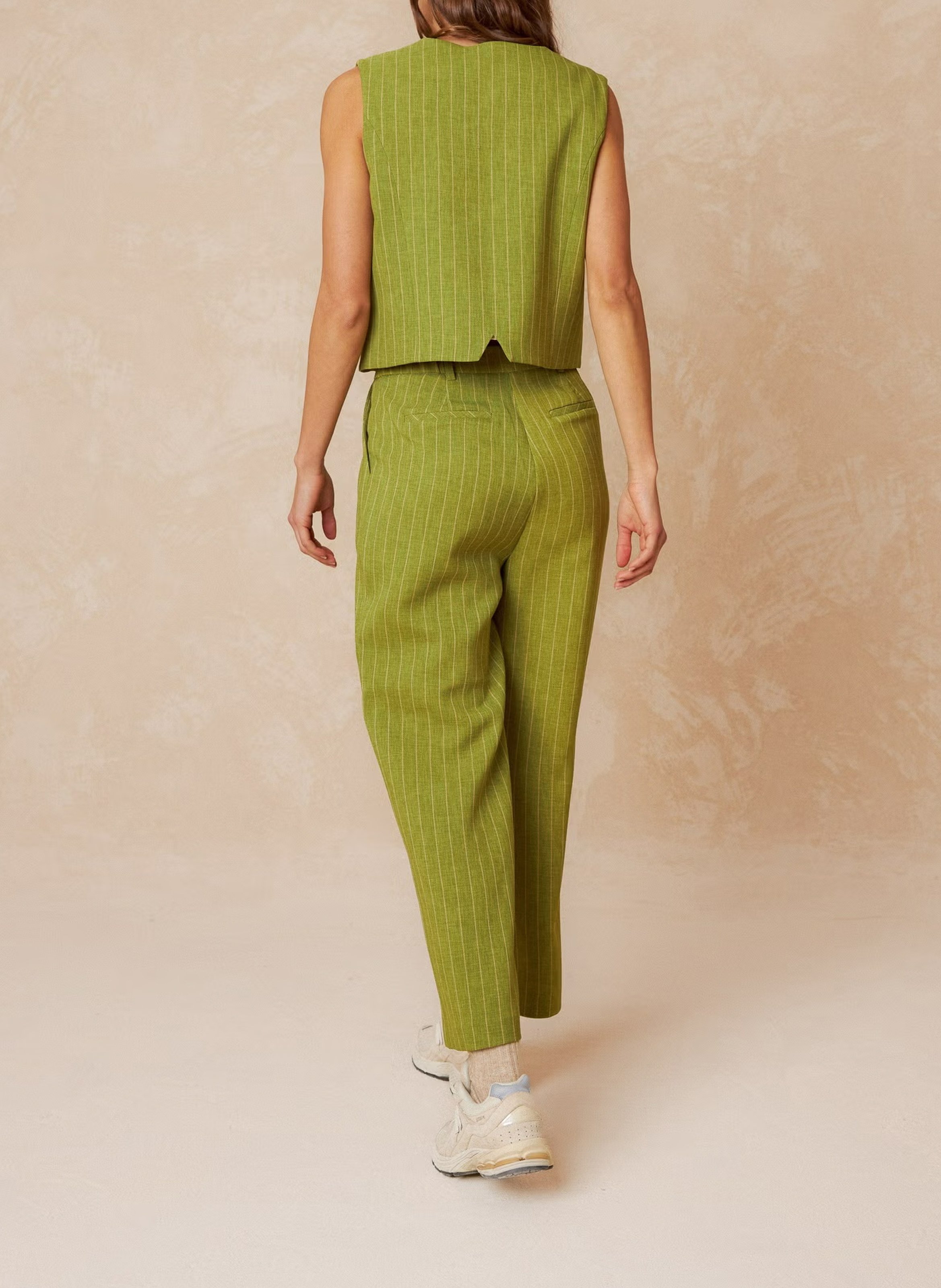 Striped V-neck cardigan INDI & COLD Green