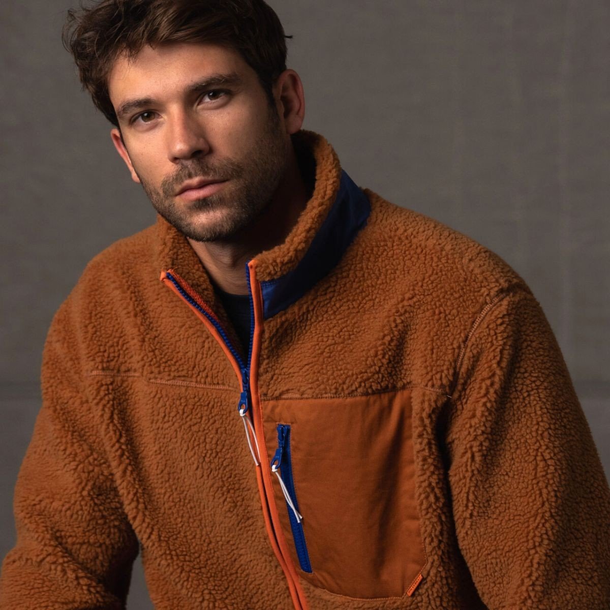 Sherpa zip-up jacket BILLYBELT Brown