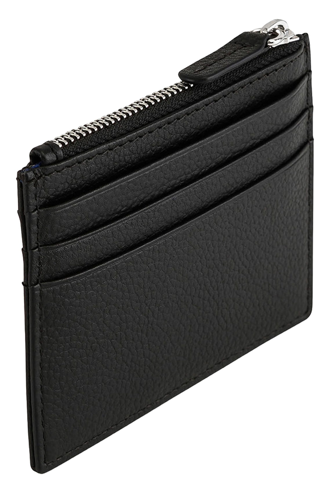 Zipped grained leather card holder LE TANNEUR Black