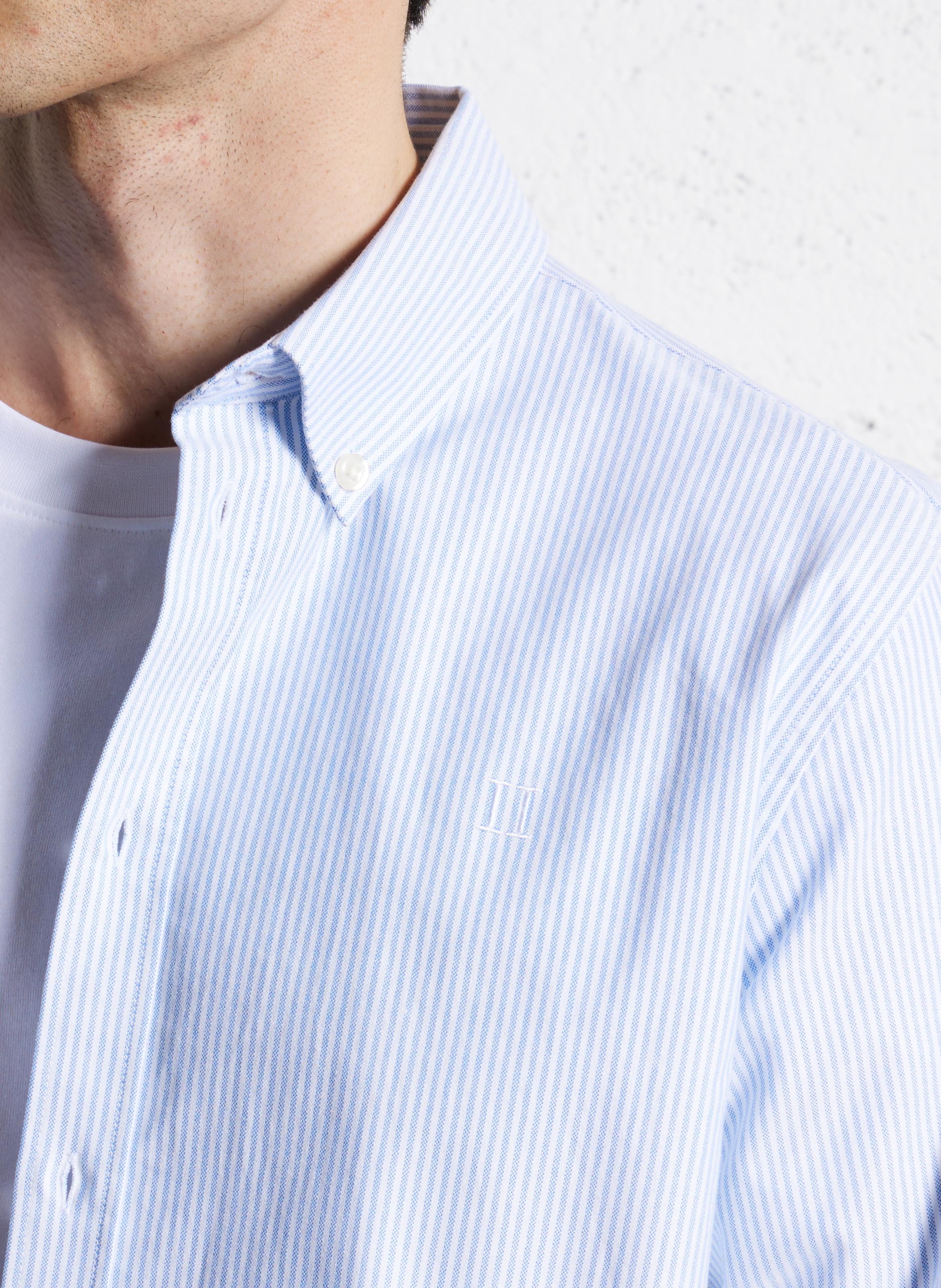 Cotton and linen shirt with classic collar LES DEUX Blue