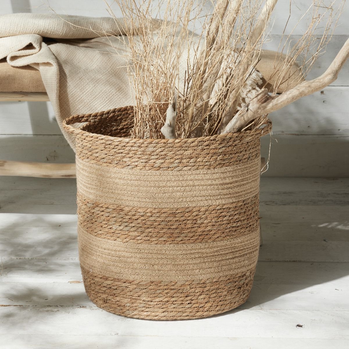 Round storage basket in jute FACTORY Beige