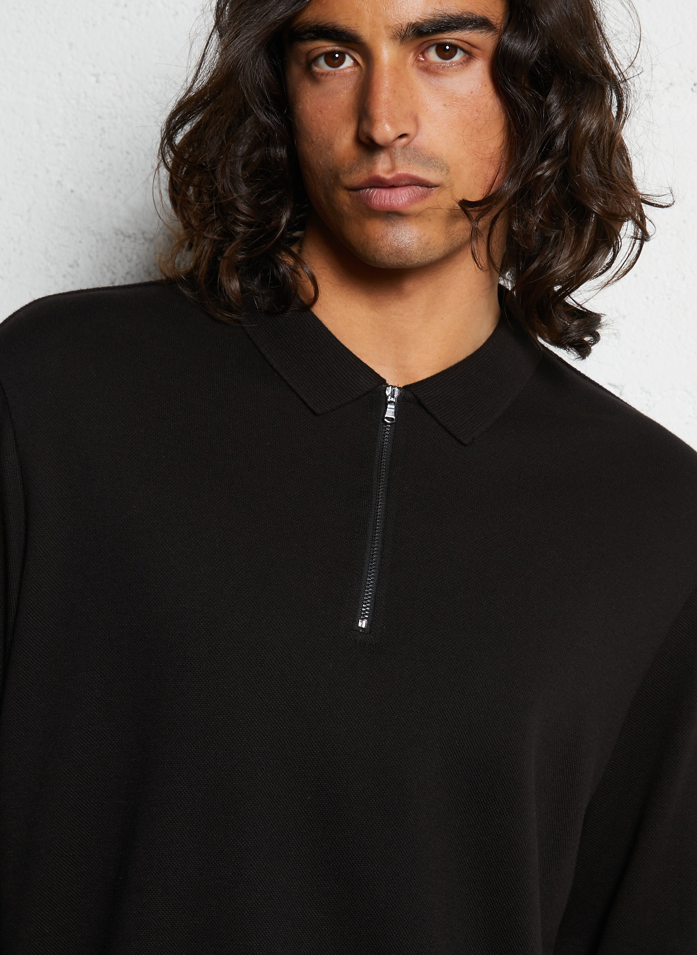 Straight cotton-blend polo shirt IKKS Black