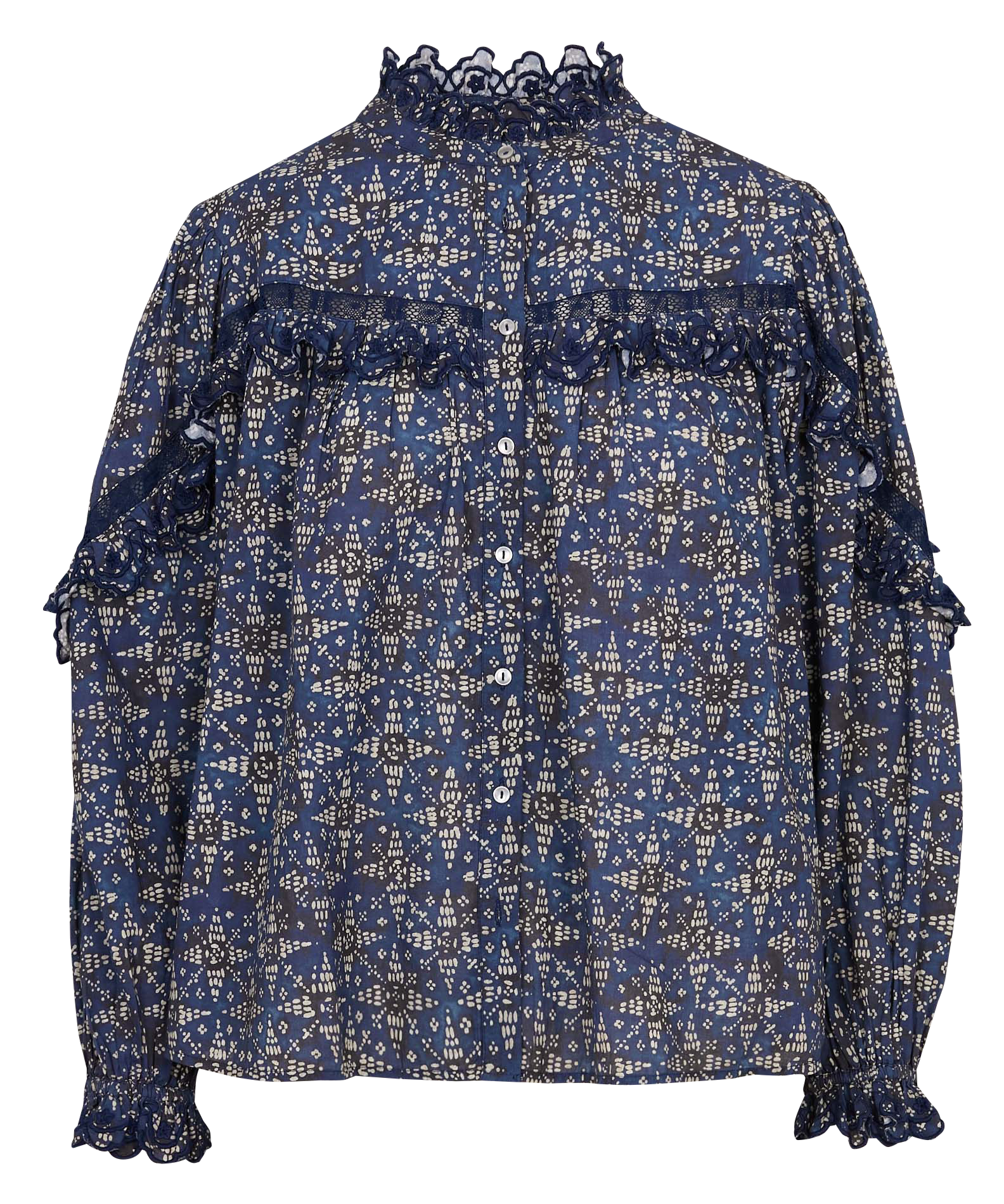 Straight printed cotton shirt LOUISE MISHA Blue