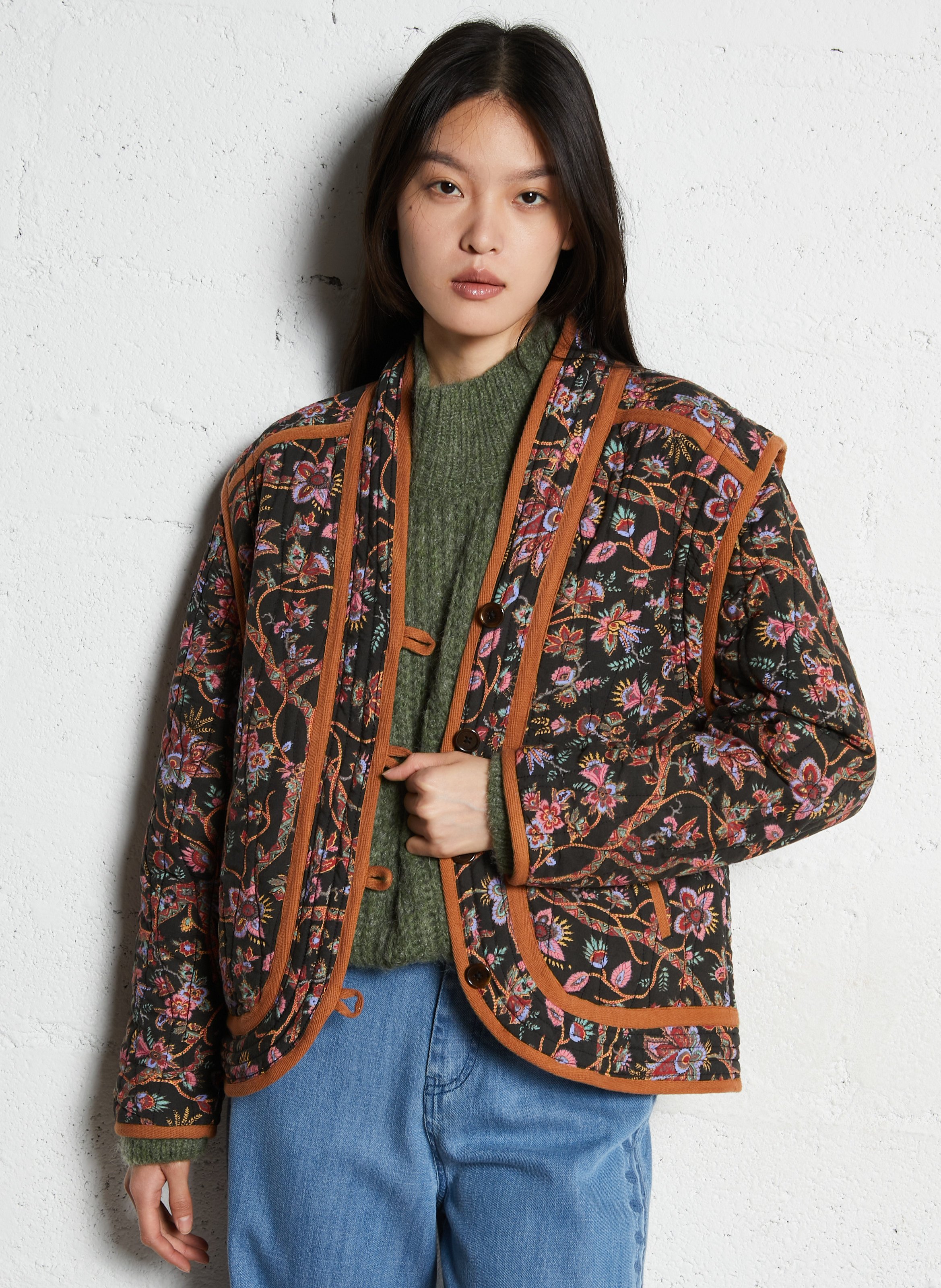 Floral print v-neck jacket LOUISE MISHA Black