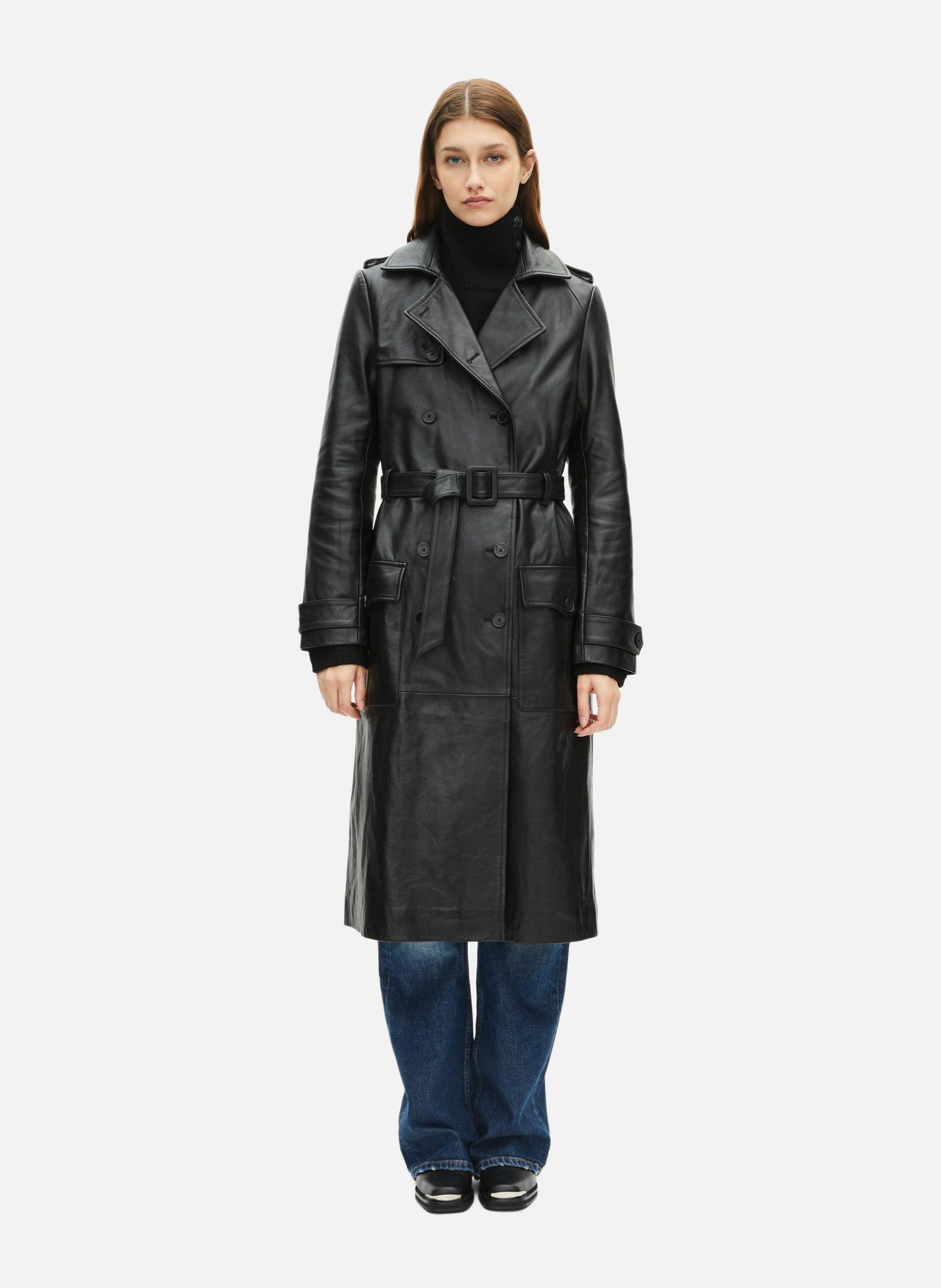 Long leather trench coat THE KOOPLES Black