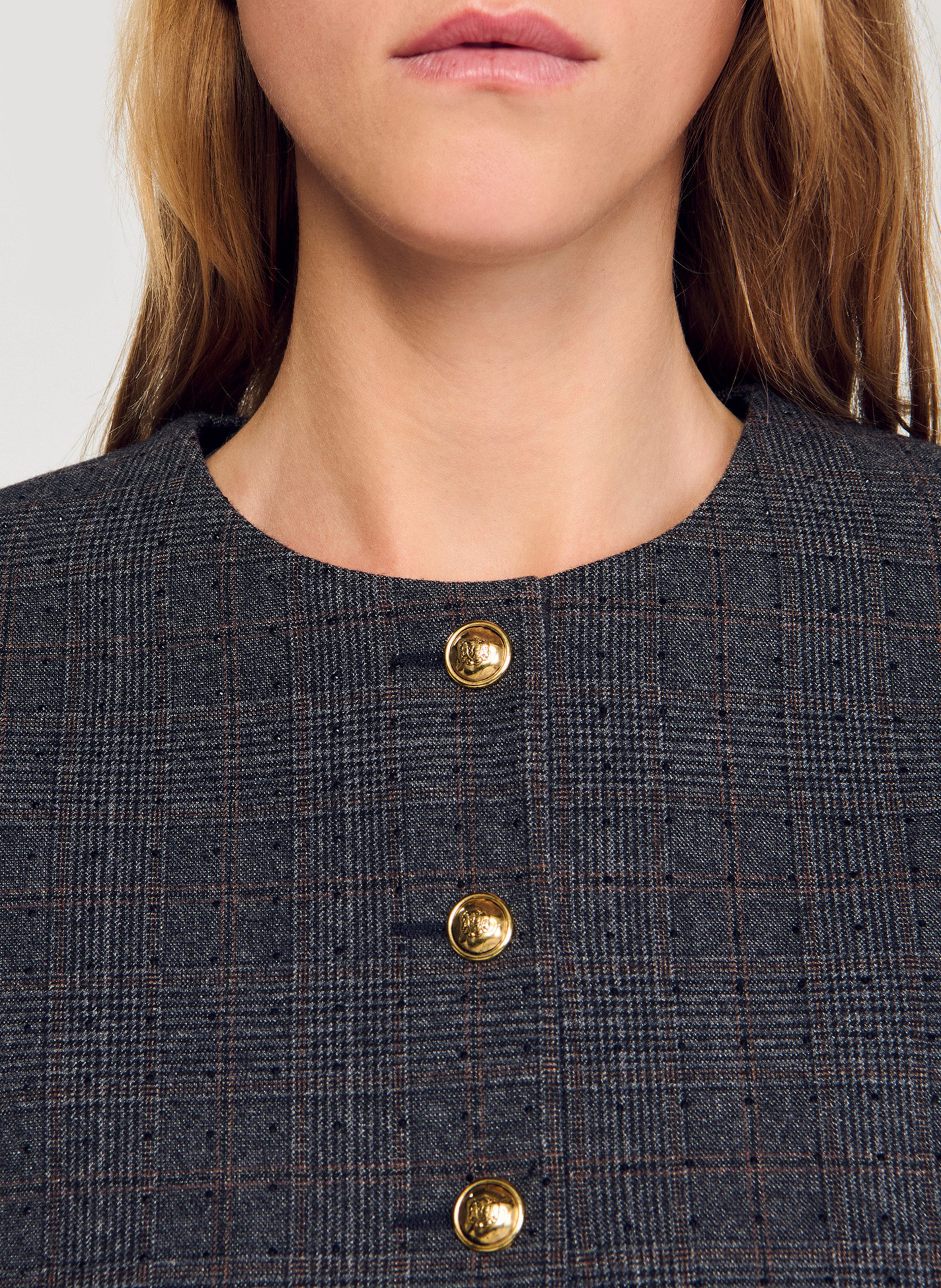 Veste tailleur droite imprimée SANDRO Gris