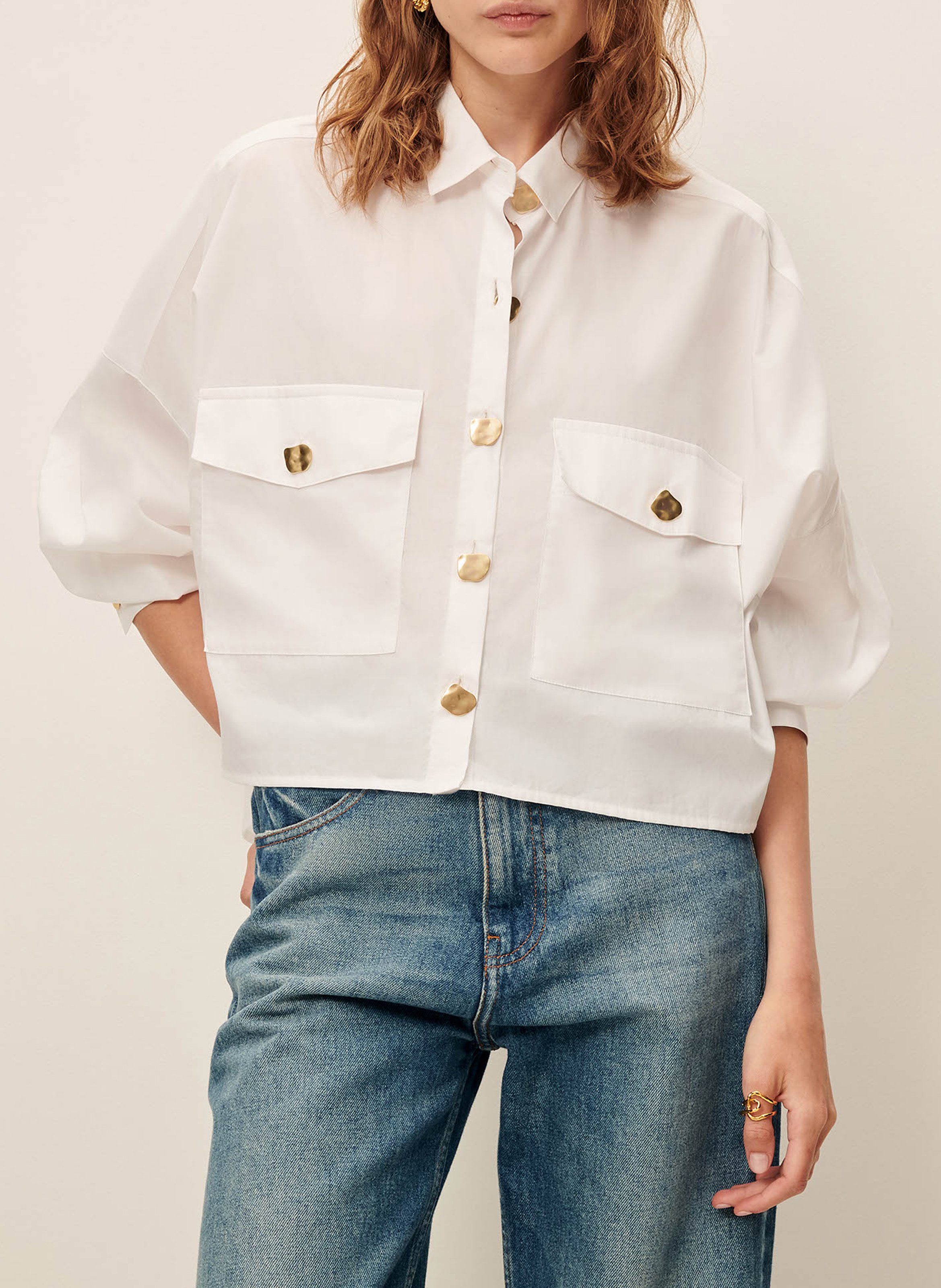 Chemise col classique en coton SESSUN Blanc