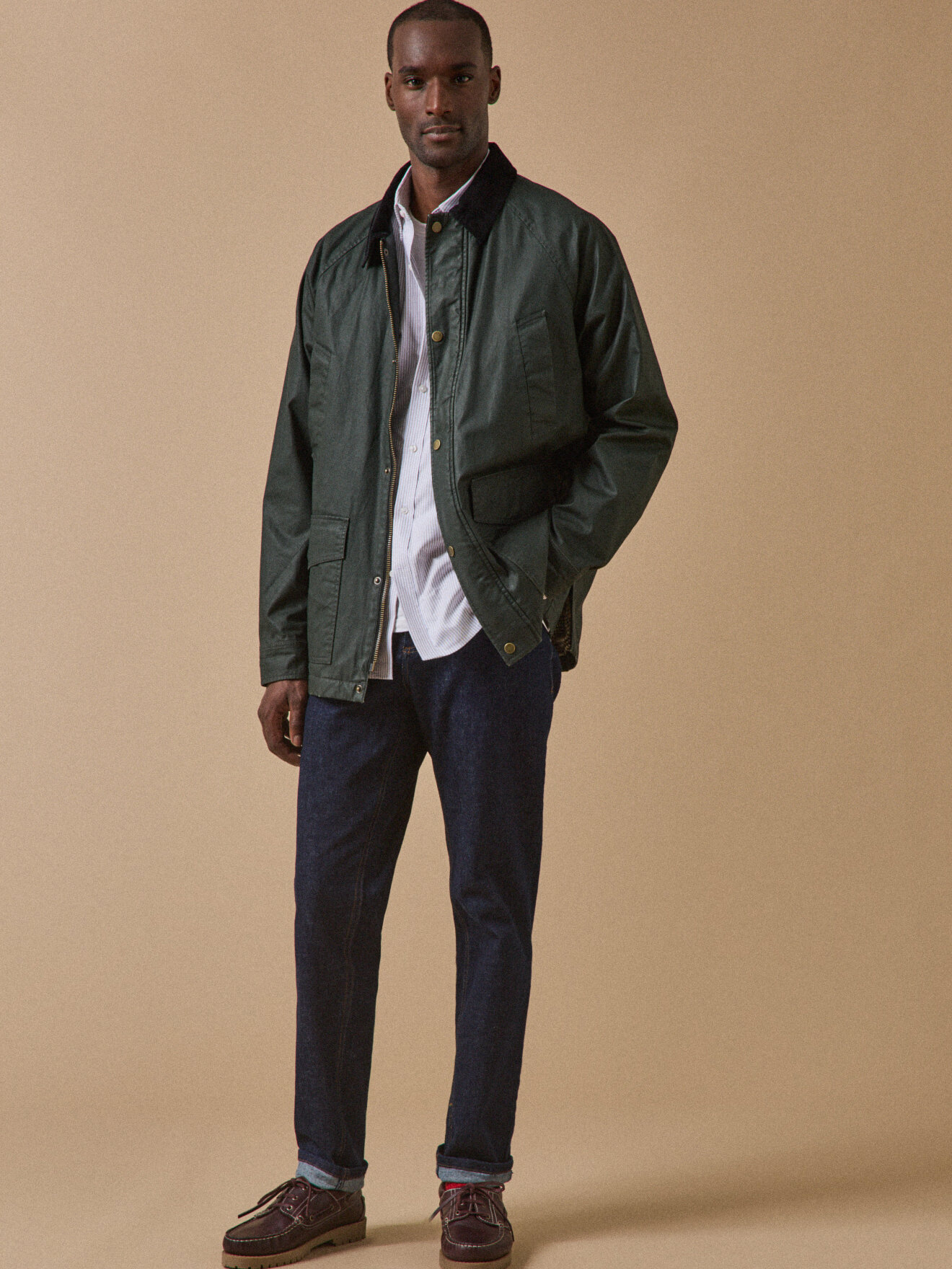 Coated cotton jacket CYRILLUS Green