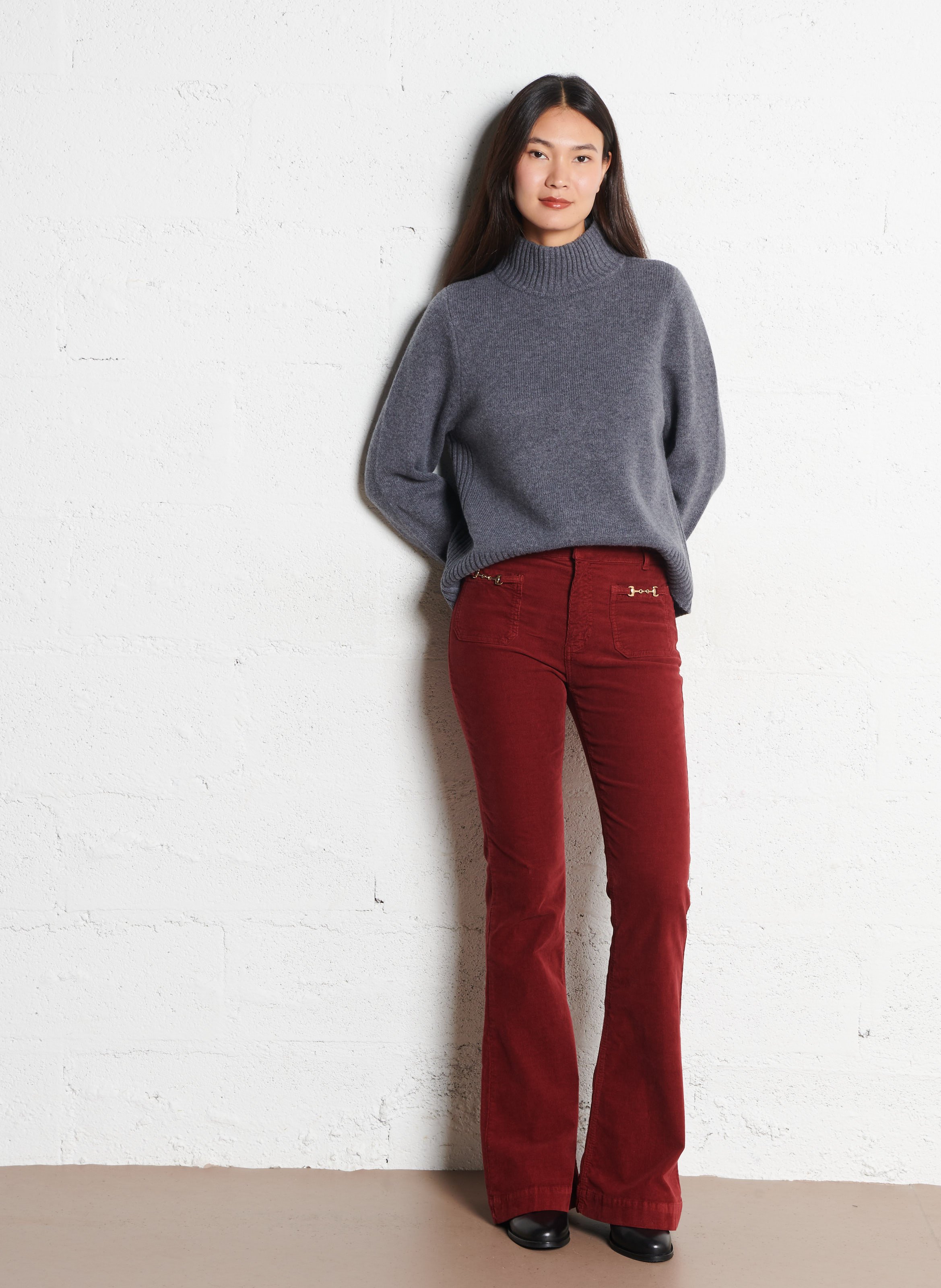 Merino wool regular fit sweater with high collar PETITE MENDIGOTE Grey