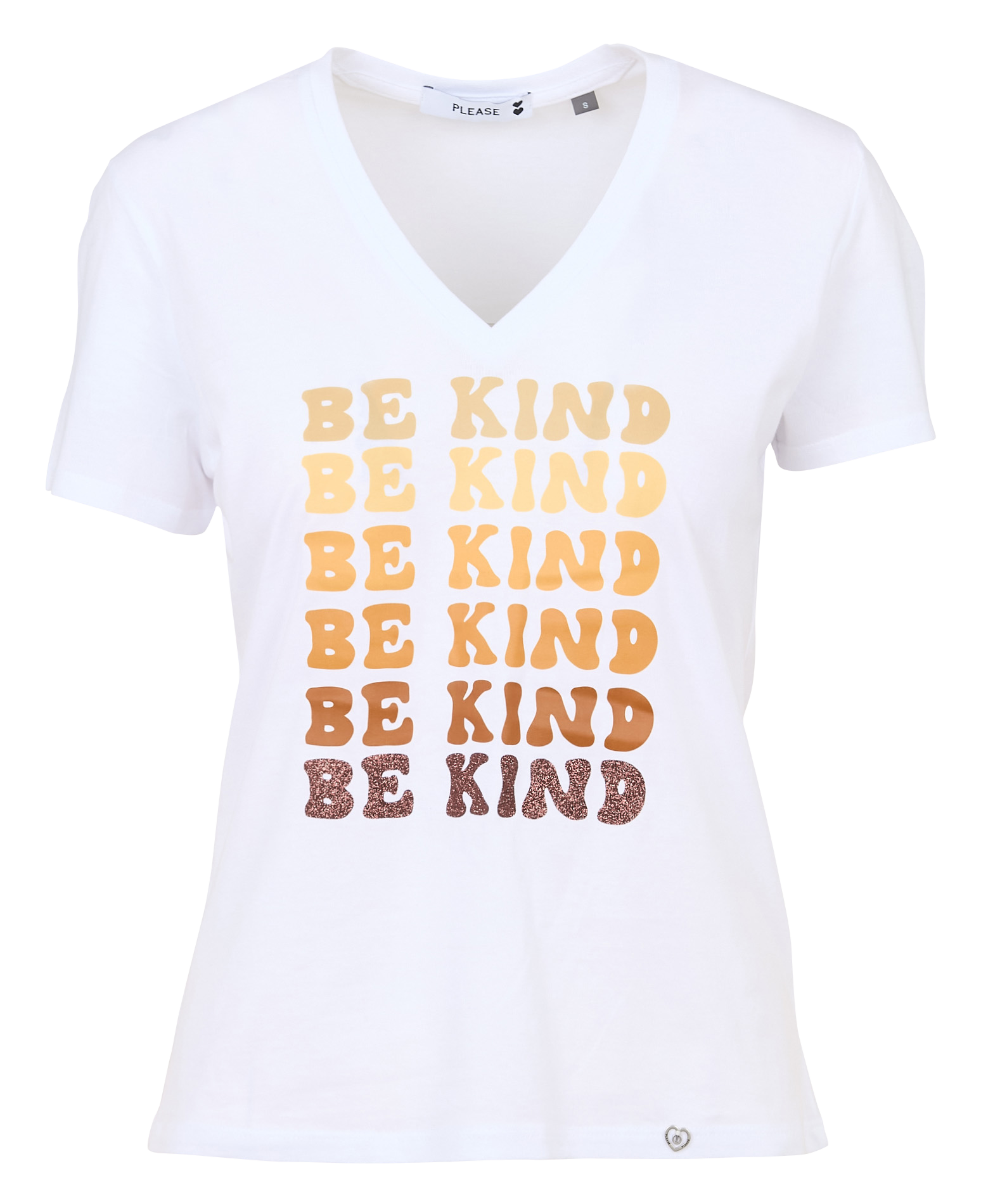 Tee-shirt col V sérigraphié en coton PLEASE Blanc