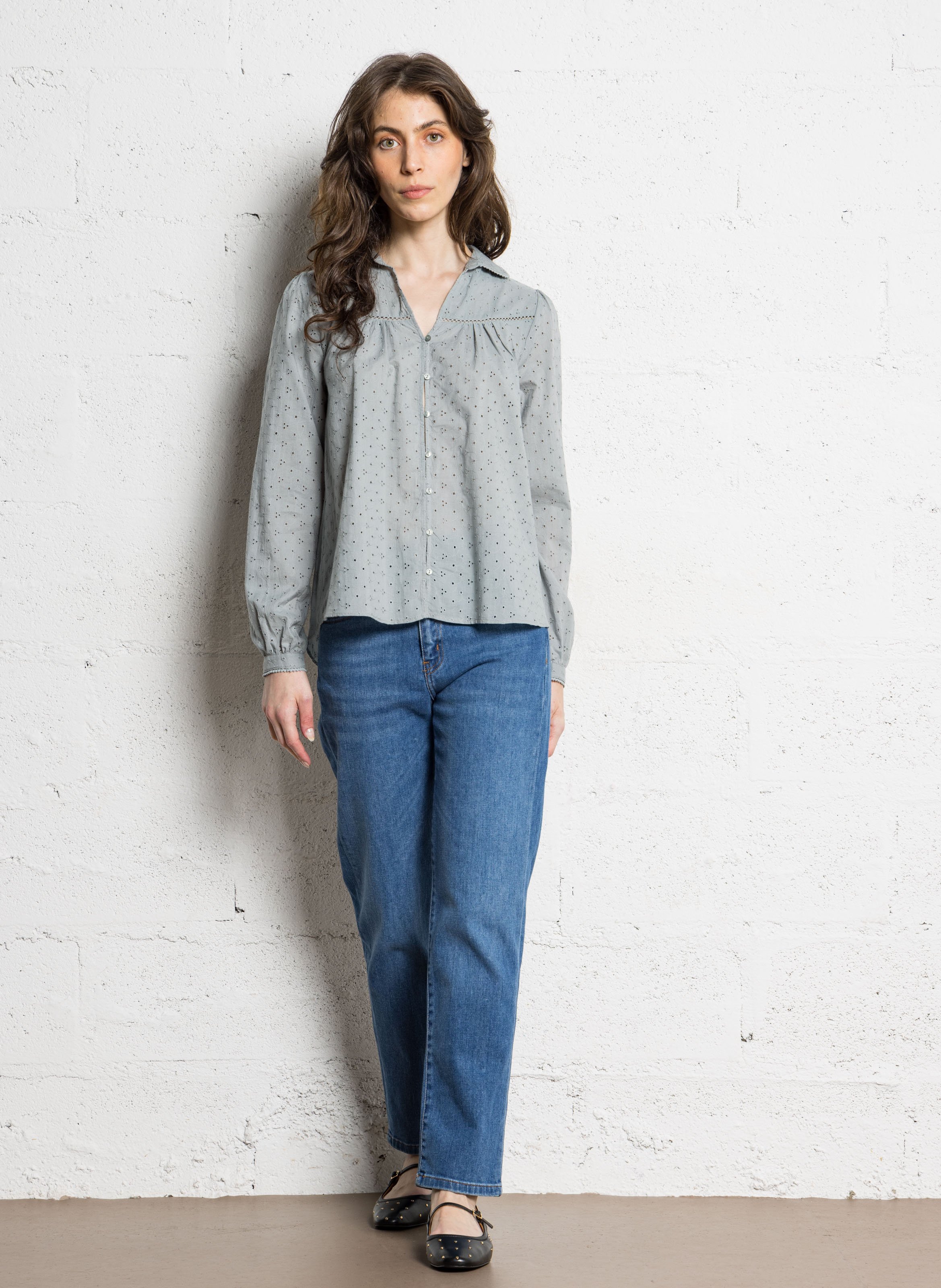 Studded leather strappy ballet flats BOCAGE Black