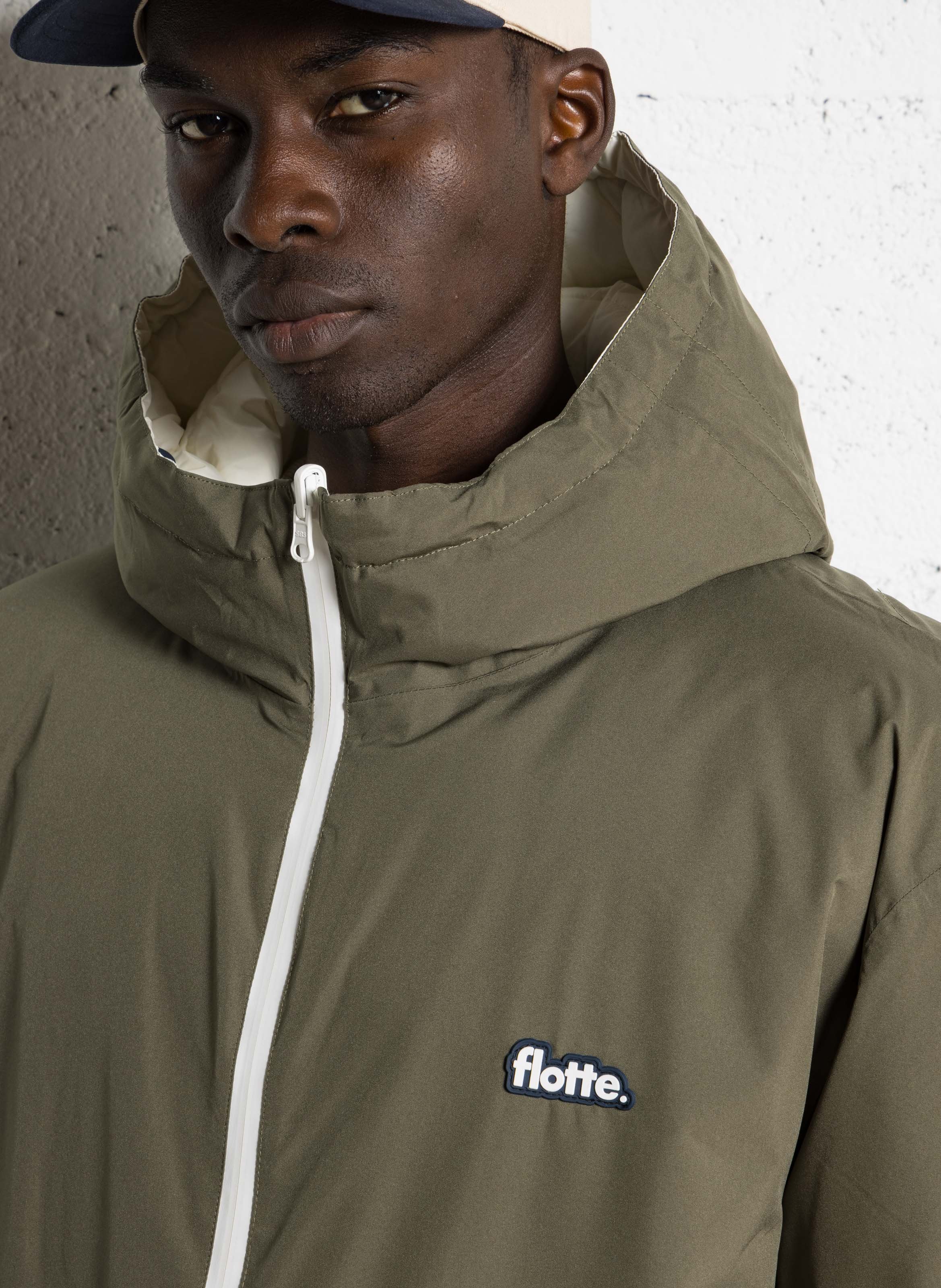 Doudoune longue col montant réversible  FLOTTE Kaki